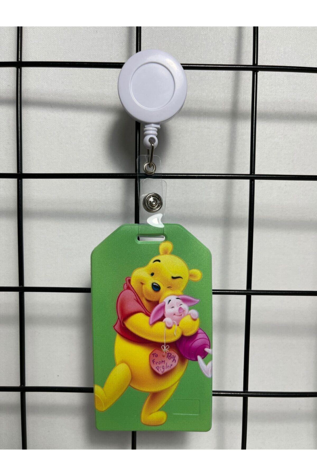 Hediyebum Winnie The Pooh Yeşil Dik Yaka Kart Kılıfı Yoyo Set