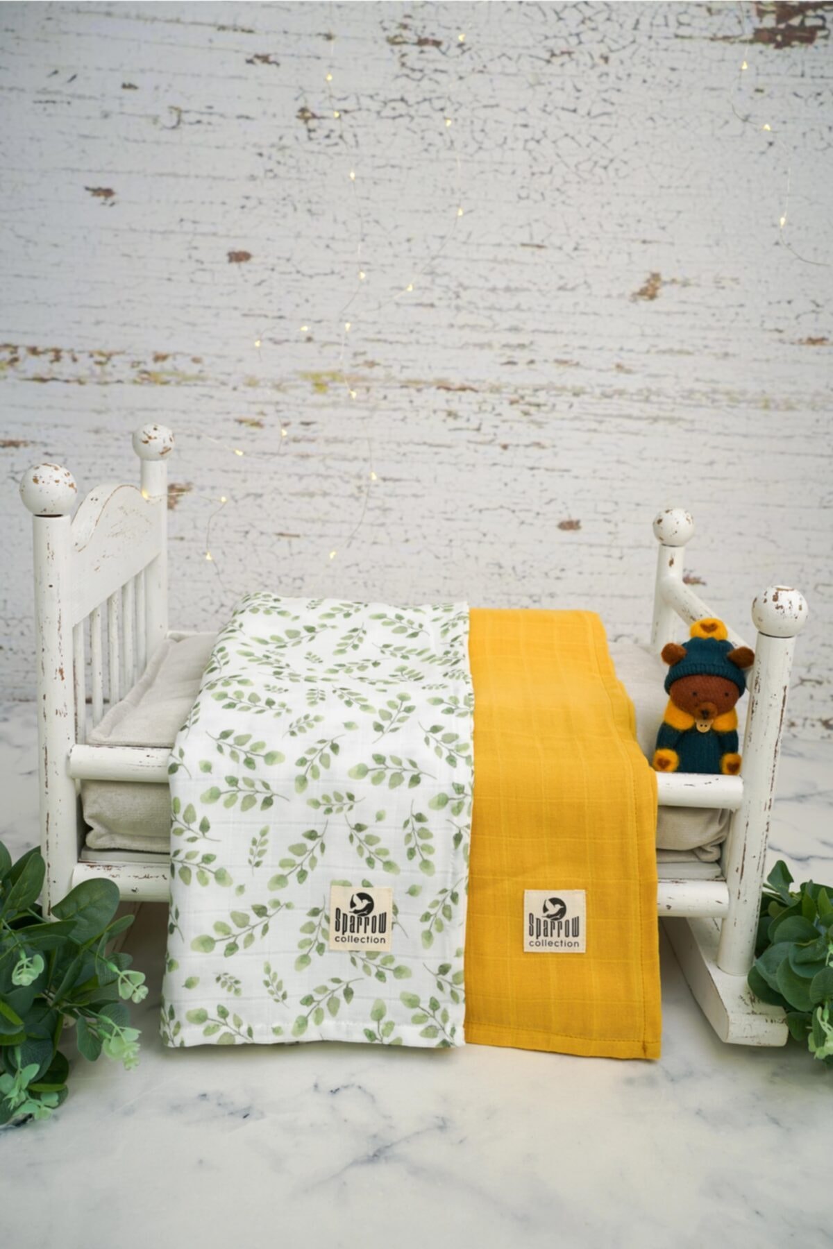 Sparrow Collection Yaprak 2'li Çok Amaçlı Müslin Örtü Battaniye