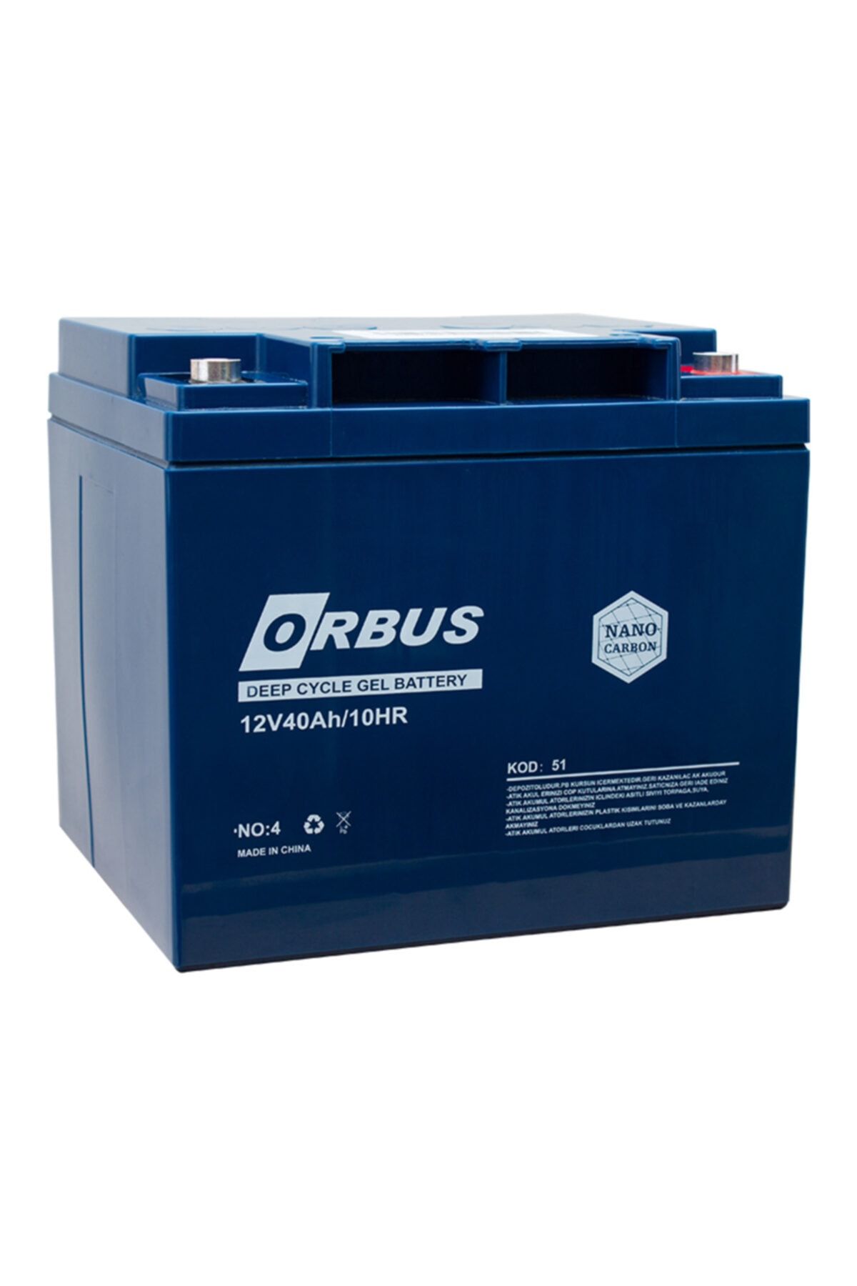 ORBUS Akü 12 Volt 40 Amper Jel Tip Carbon Solar Aküsü ( 197 X 165 X 170 Mm )