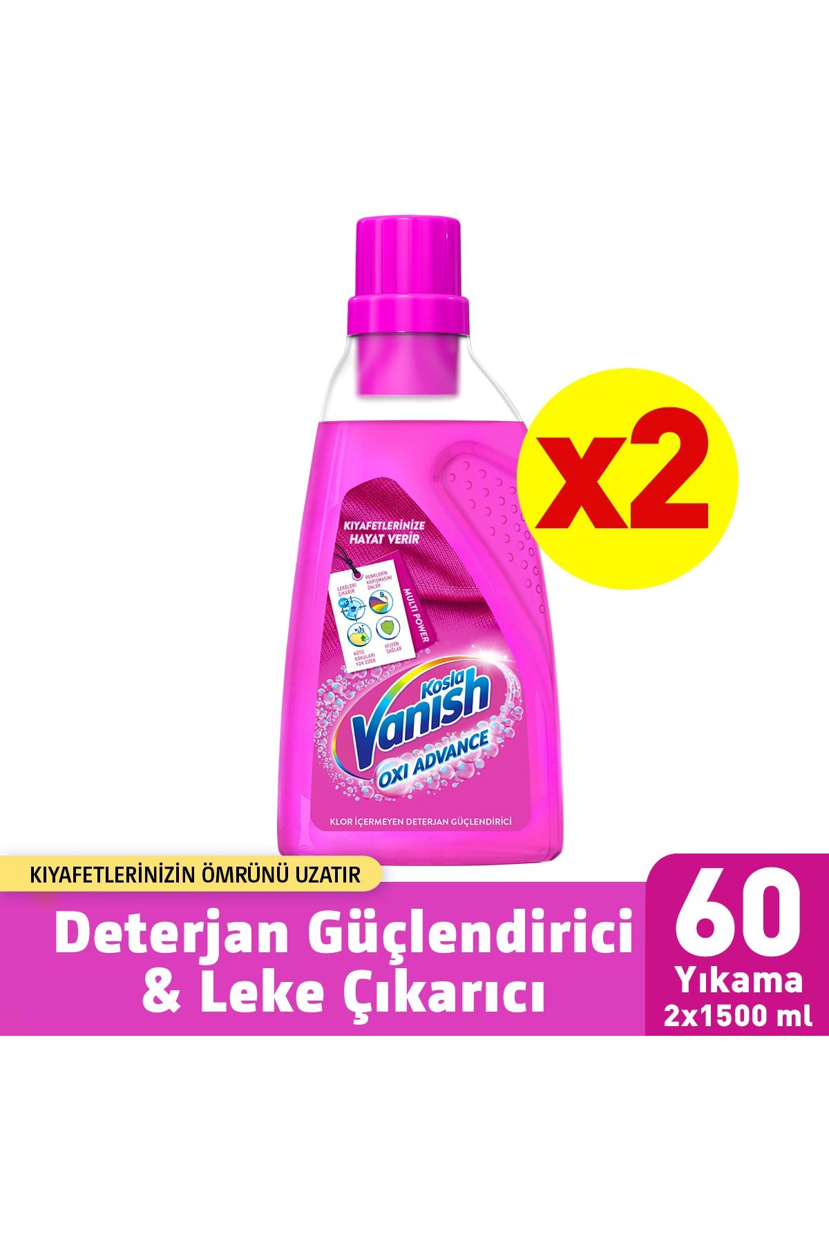 Vanish Kosla Multipower Çamaşır Leke Çıkarıcı ve Deterjan Güçlendirici Sıvı 2x1500ml