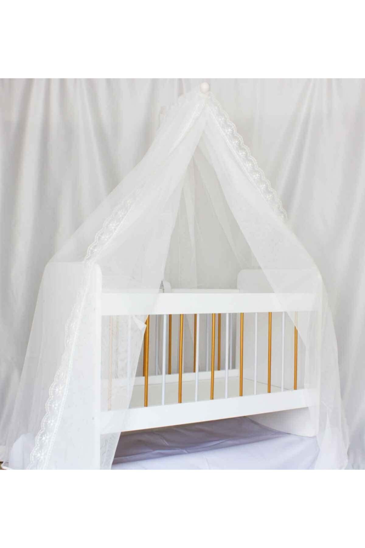 Babybee Mobilya Bebek Beşiği 50x90 & Cibinlik Tülü & Cibinlik Demiri Set