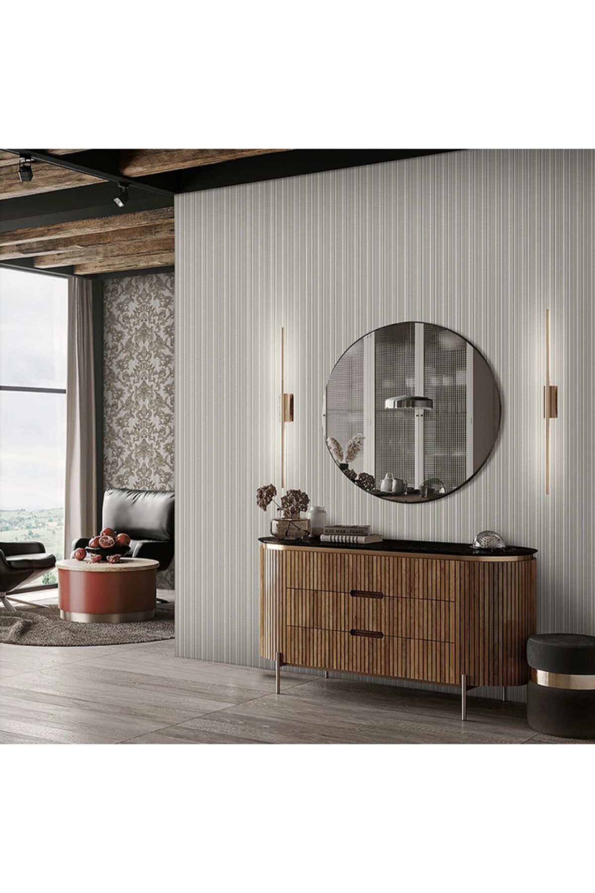 İnci Concept Adawall Seyyah 1305-5 Çiçek Desenli Damask Duvar Kağıdı 10 M²