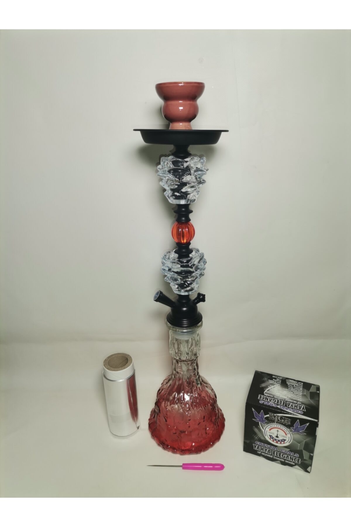 WolfHookah Gül Kırmızı Orta Boy Nargile Seti