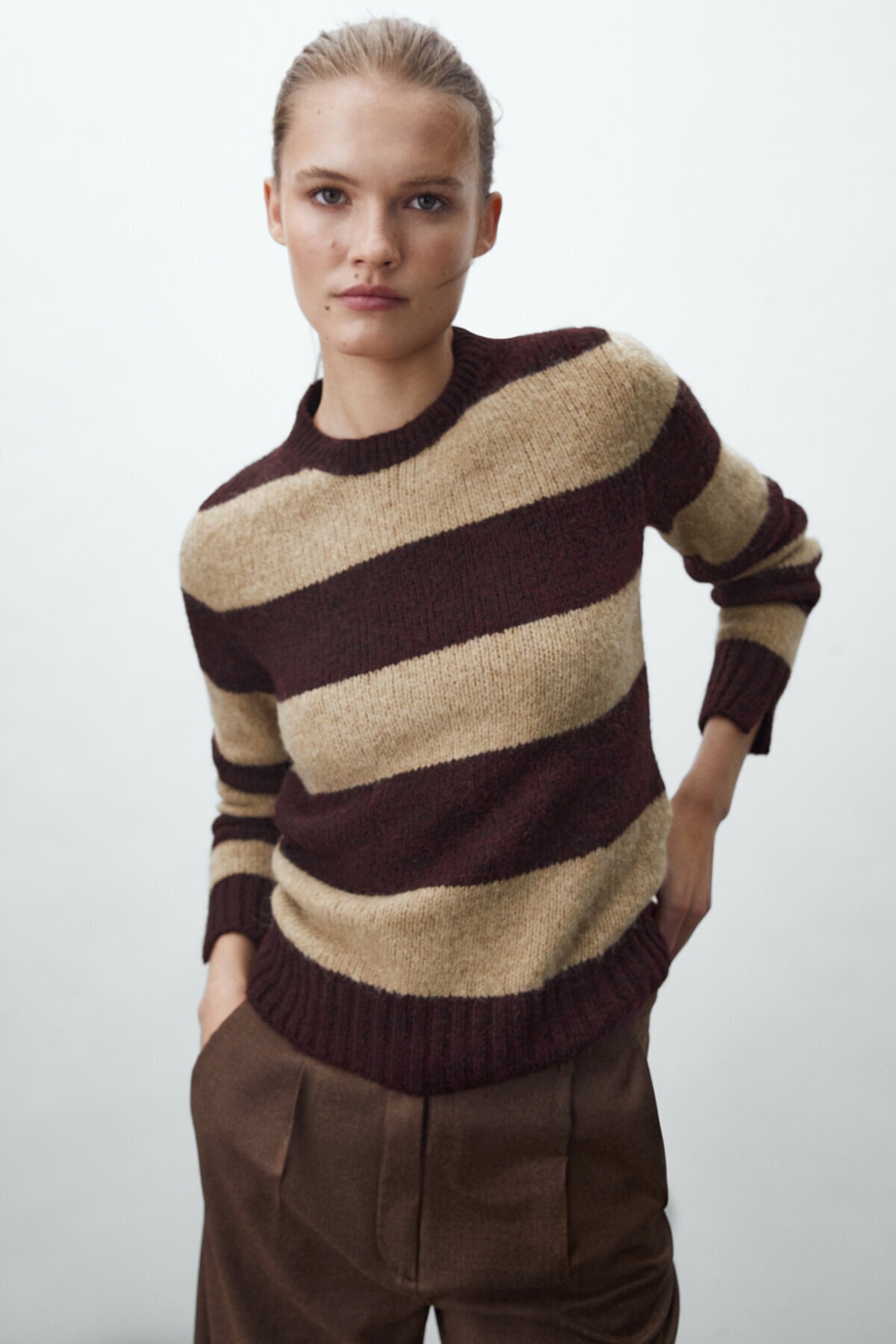 Massimo Dutti Kalın Çizgili Triko Kazak