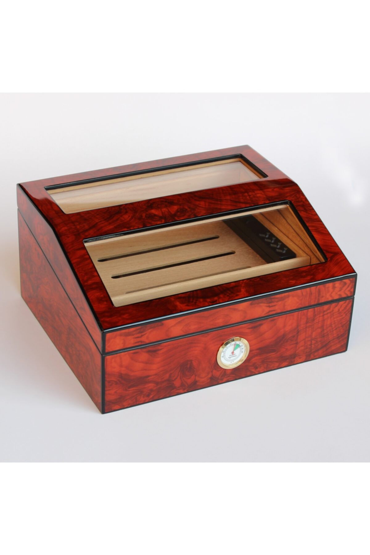 Parmida Alsepeteavm Ahşap Desen 2 Katlı Çift Cam Ispanyol Sediri Humidor Puro Kutusu Zx150