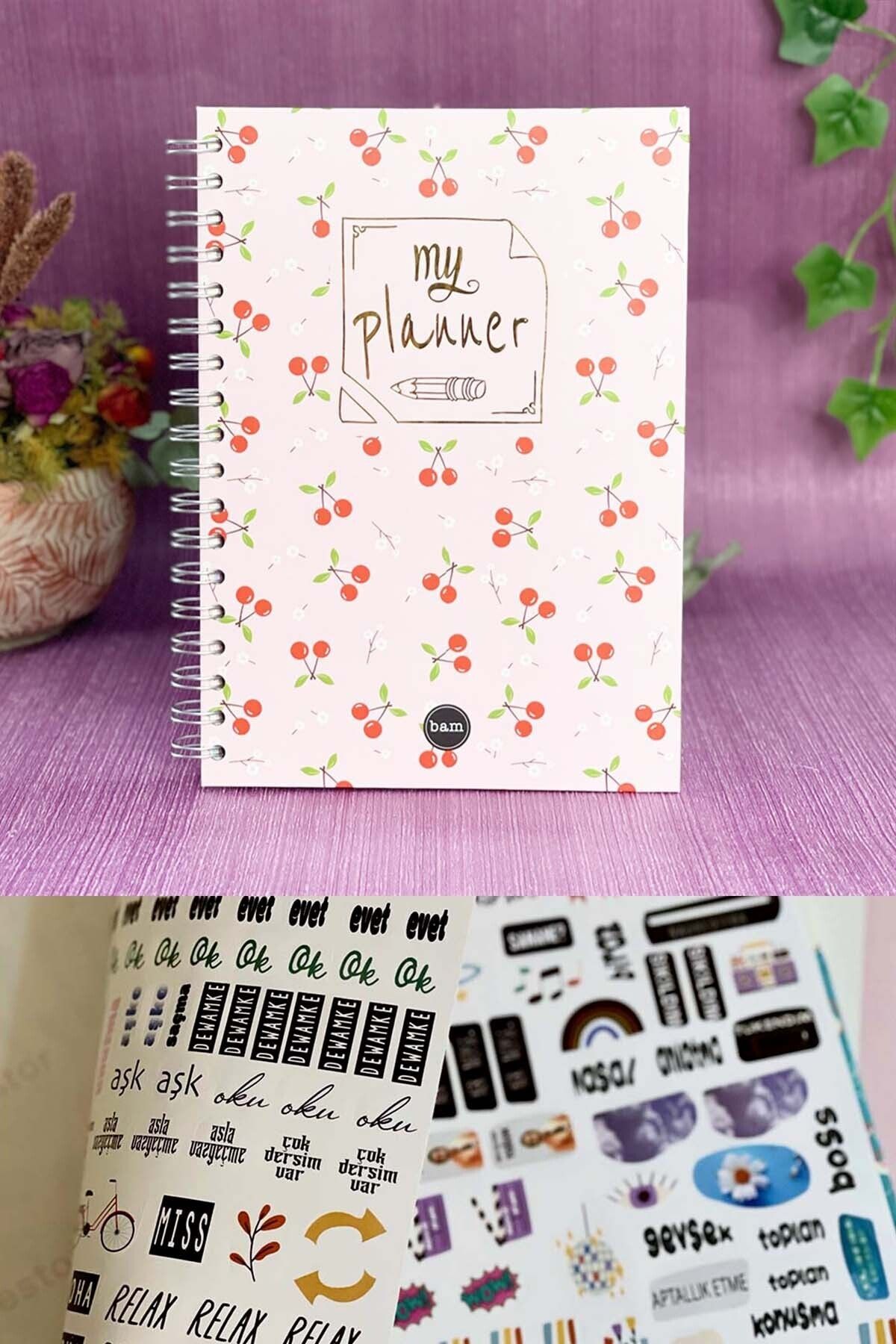 Patladı Gitti Cherry Tasarımlı Spiralli Sticker'lı Tarihsiz Konuşan Ajanda Haftalık Planlayıcı Defter