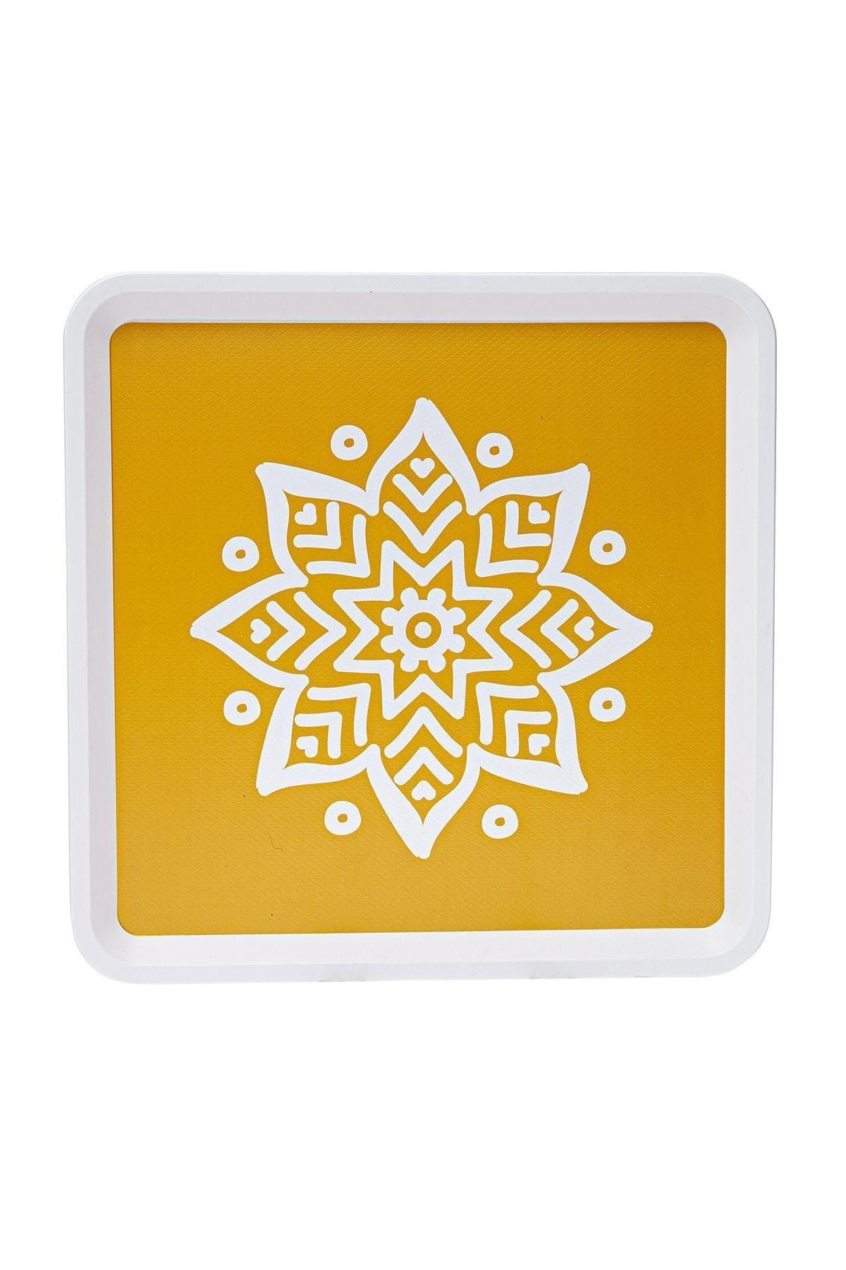 ZucciHome Sarı Alaçatı Kare Tepsi