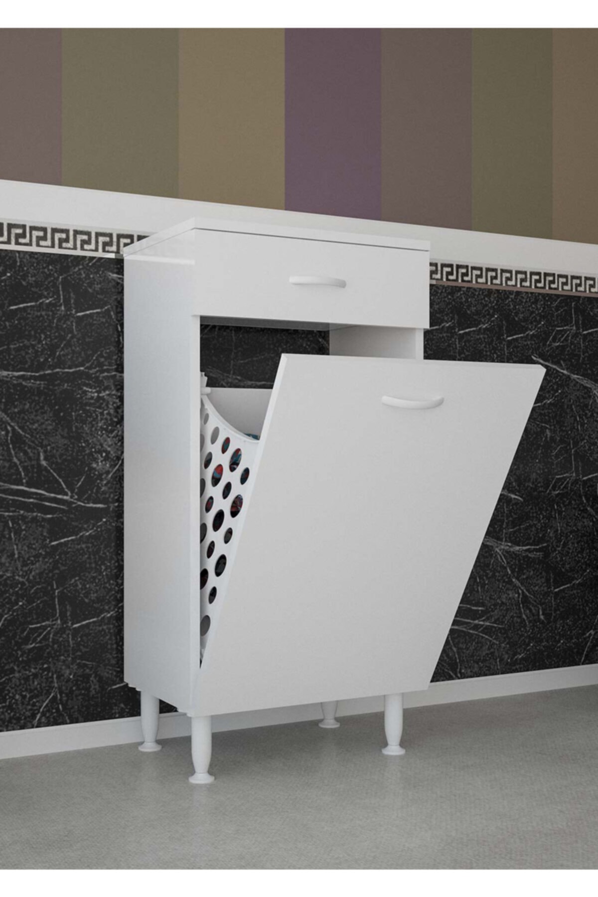 Modilayn Sepetli Kirli Çamaşır Dolabı Mutfak Dolabı Banyo Dolabı Çok Amaçlı