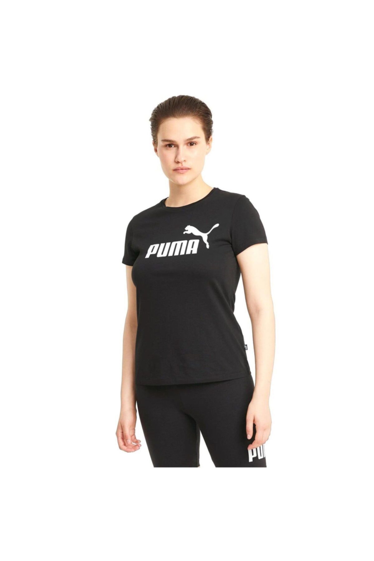 Puma Ess Logo Tee - Kadın Siyah Günlük Stil Tişört - 586774 01