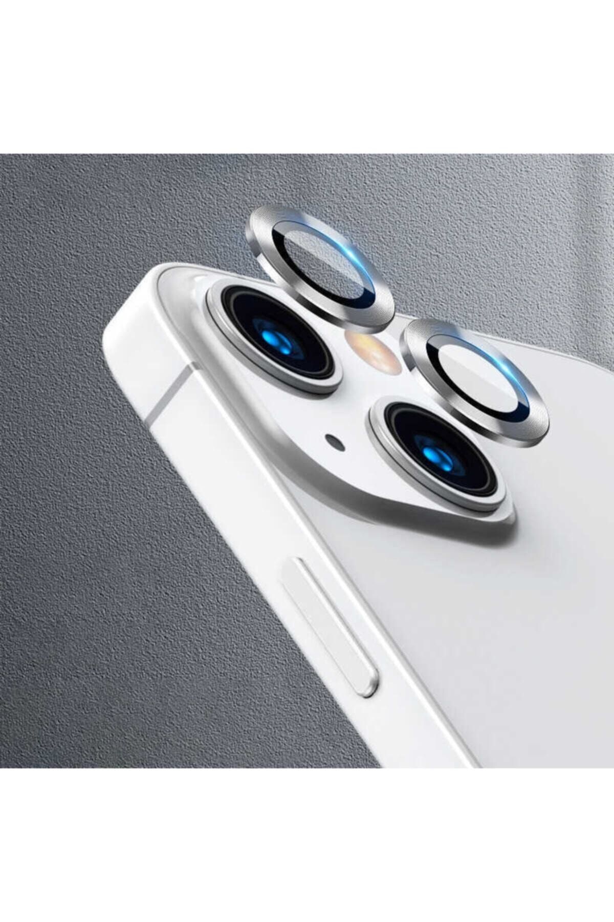 Gritty Iphone 13 Uyumlu Beyaz Kamera Koruyucu Lens