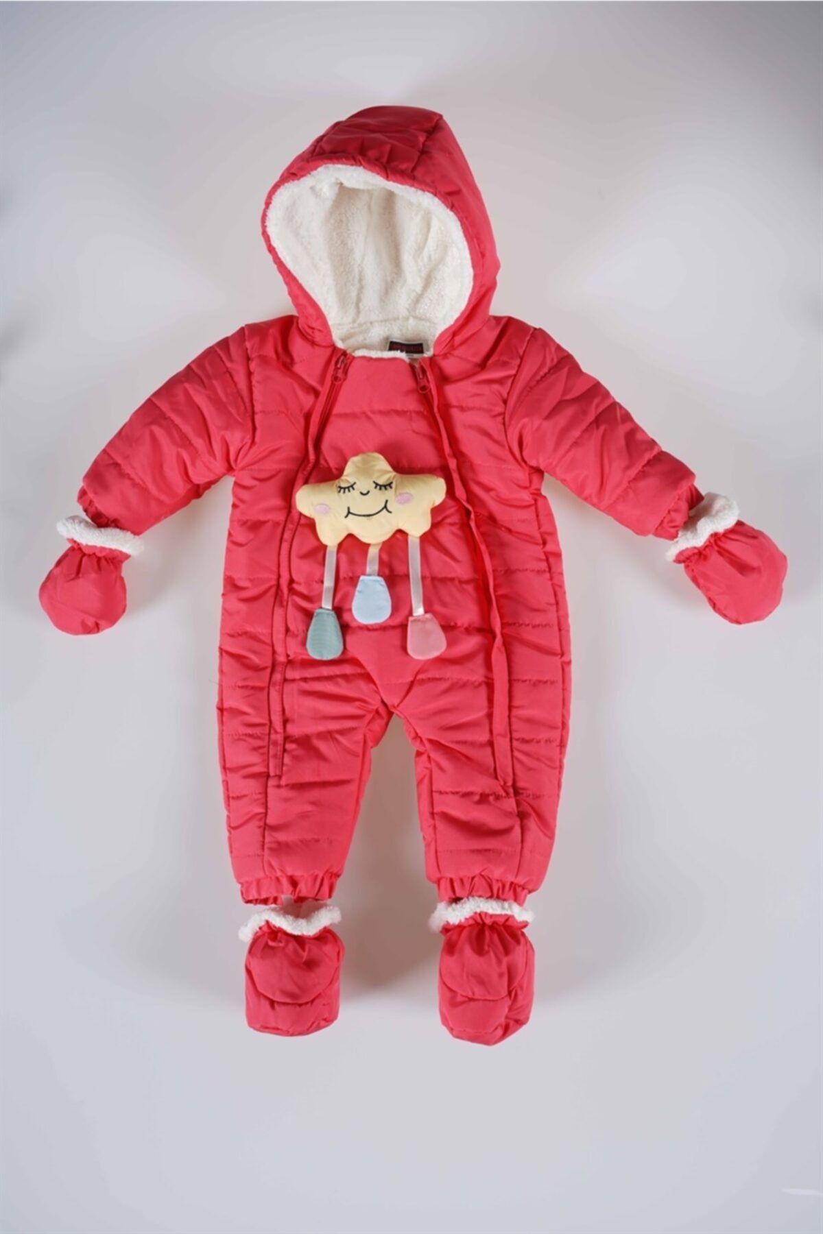 MİNİKO KİDS Yeni Sezon Bulut Modelli Içi Kürklü Çift Fermuarlı Bebek Astronot Tulum