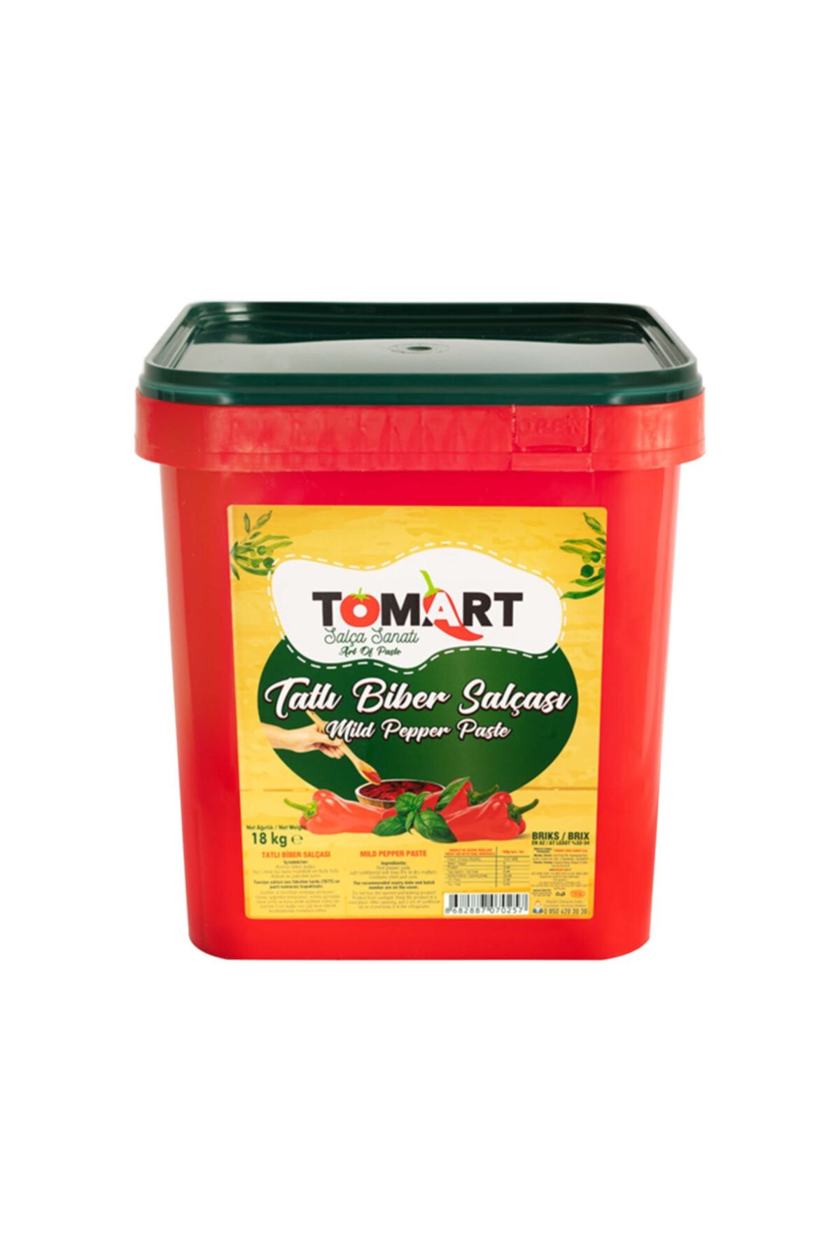Tomart Katkısız Tatlı Biber Salçası 32-34 Brıx 18 Kg Plastik Kova