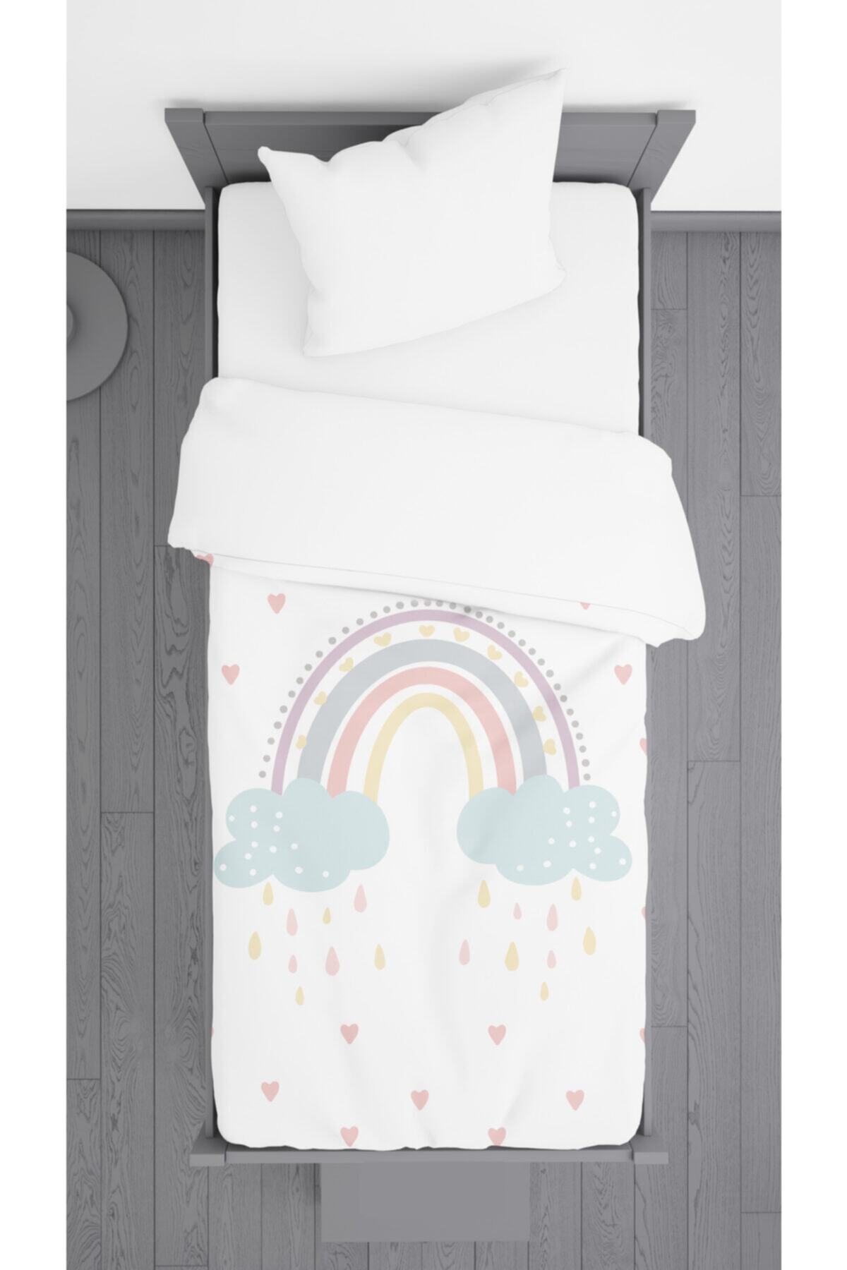 Ziu Kids Gökkuşağı Desenli Dekoratif Yatak Örtüsü 140x220