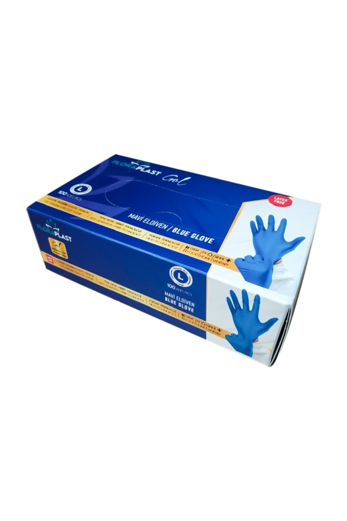 Floraplast Glove Mavi Poşet Eldiven Tpe/ee Elastik Eldiven Medium100 Adet