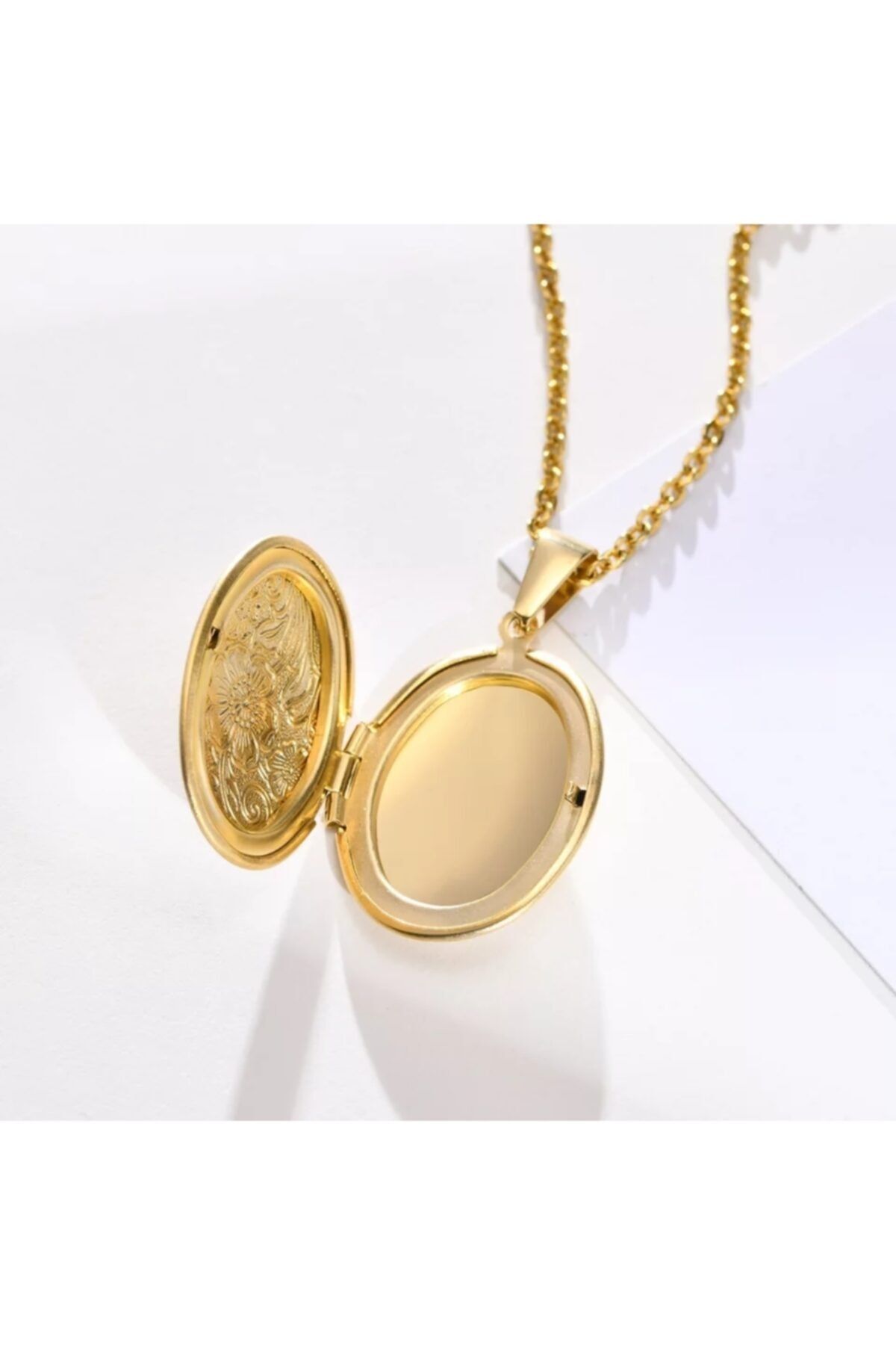 TakıConcept Fotoğraflı Içi Açılır, Oval, Kapaklı Gold Kolye