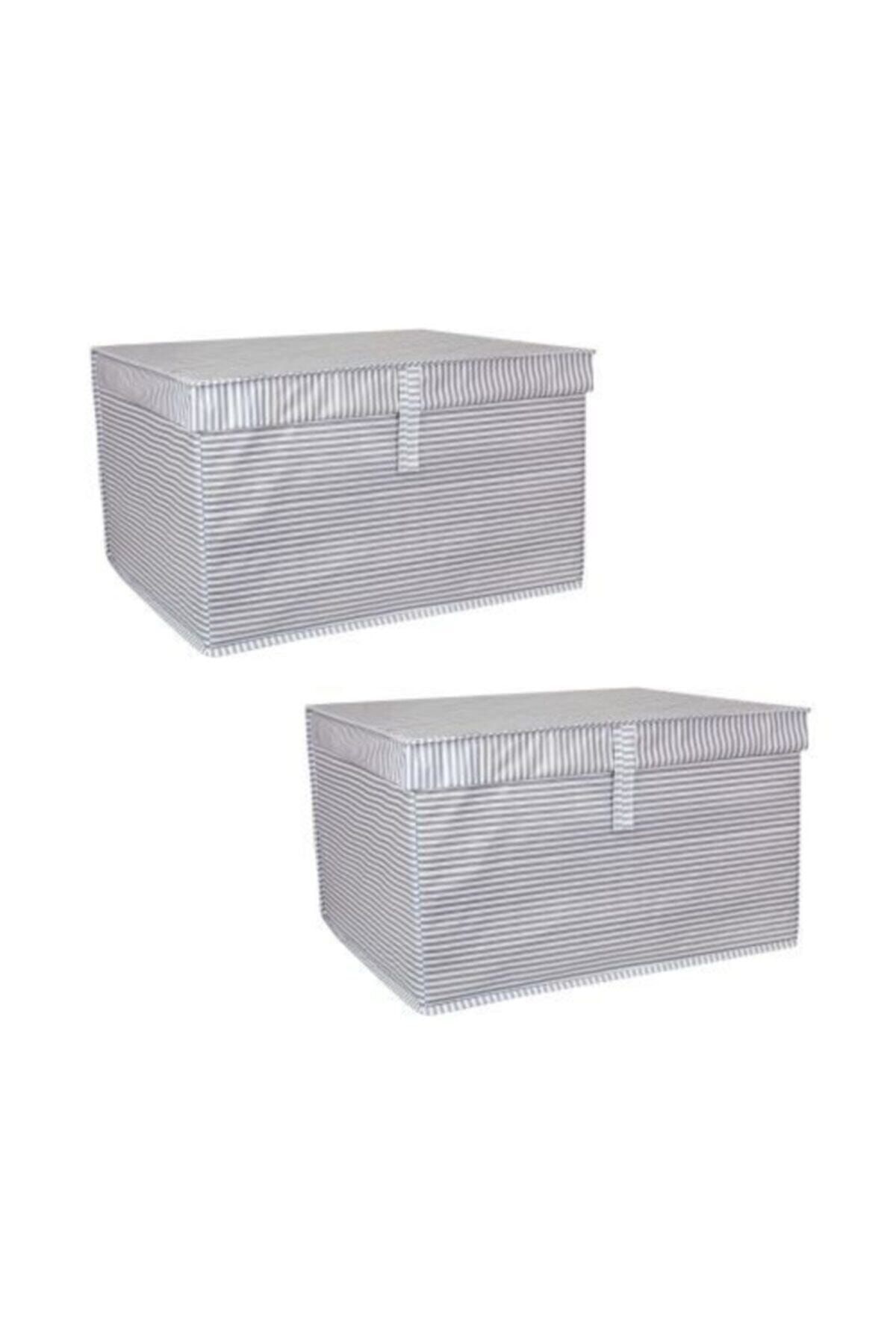 Keven Home 2 Adet - Kapaklı Çok Amaçlı Çamaşır-saklama-düzenleme Vb Hurç, Kutu 50x40x30 - Maxi Kutu - Gri