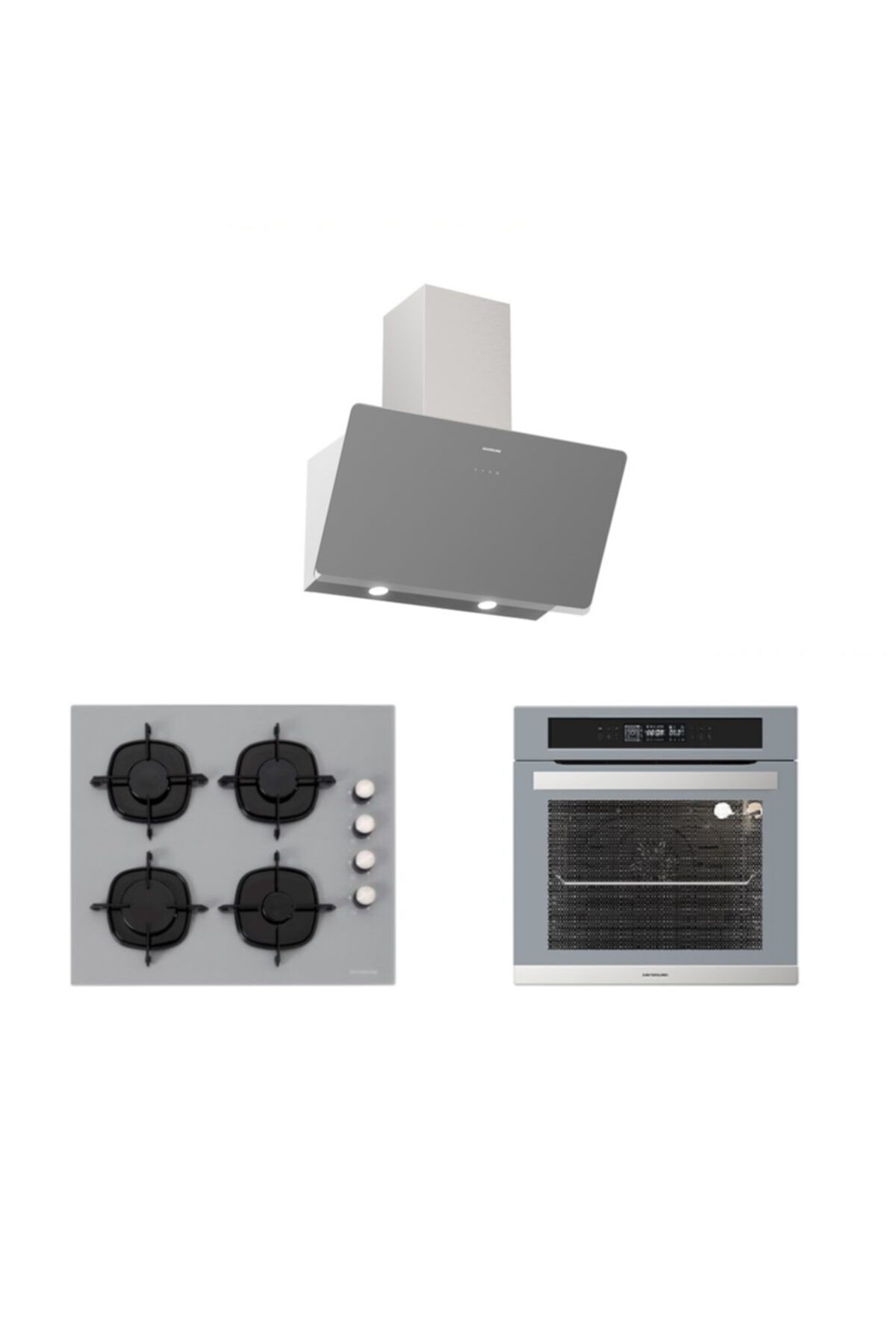Silverline Gri Cam Ankastre Set (3457 Soho 60+cs5335s01+bo6505s02)