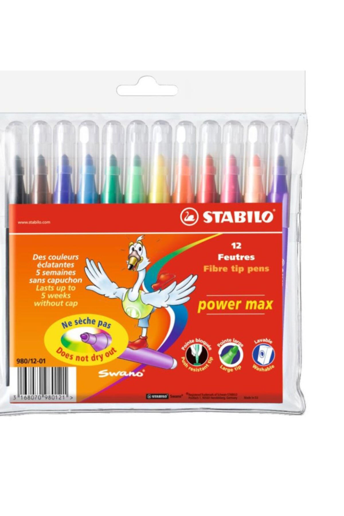 Stabilo Power Max Xl Kalın Uçlu Keçeli Boya 12 Renk 980/12-01