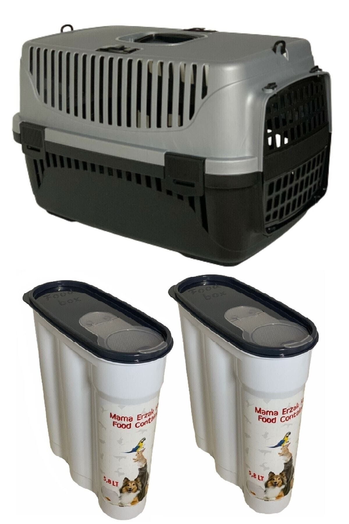 MEKA HOME Kedi Köpek Pet Taşıma Çantası & Mama Saklama Kabı 2 Adet 5800ml