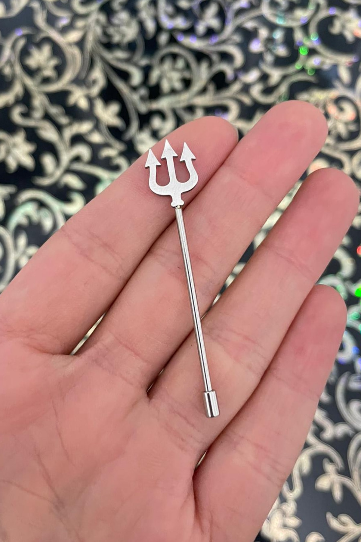 Jaida Moda Kadın Gümüş Cerrahi Çelik Poseidon Figürlü Industrial Köprü Piercing