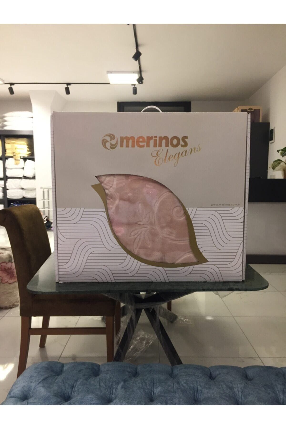 Merinos Elegans Embos Vizon Battaniye 220*240 Cm Kutulu Gül Kurusu