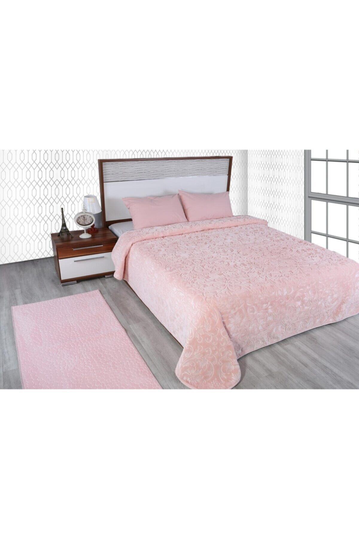 Merinos Steel Home Collection Embos Vizon Çift Kişilik Battaniye Pudra