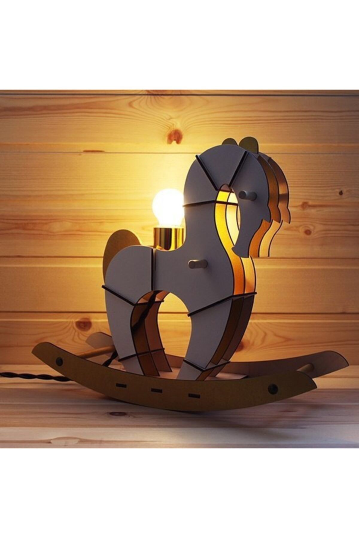 hü ma tasarım ve aksesuar Çocuk Genç Odası Için Ponny Doğal Ahşap Mdf 3d Puzzle Lazer Kesim Abajur - Masa Lambası