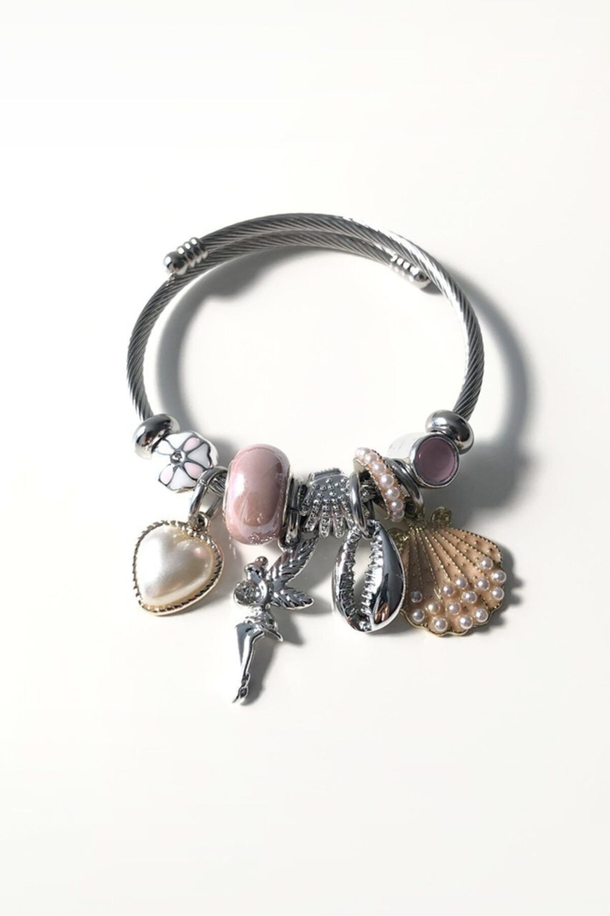 Teen Jewellry Inci Kalpli Yavru Ağzı Istiridye Melek Charm Çelik Pandora