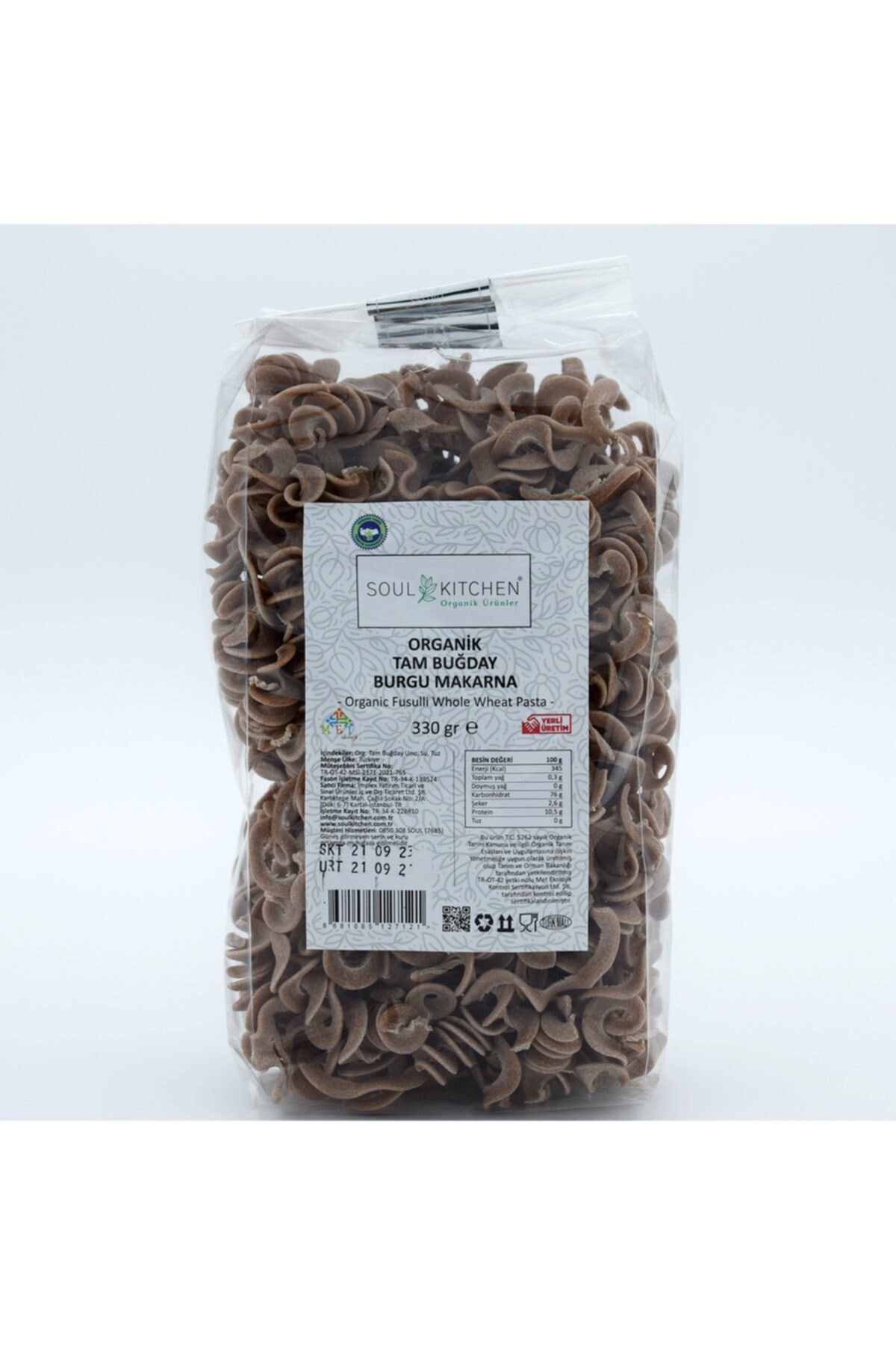 Soul Kitchen Organik Ürünler Organik Tam Buğday Burgu Makarna 330gr