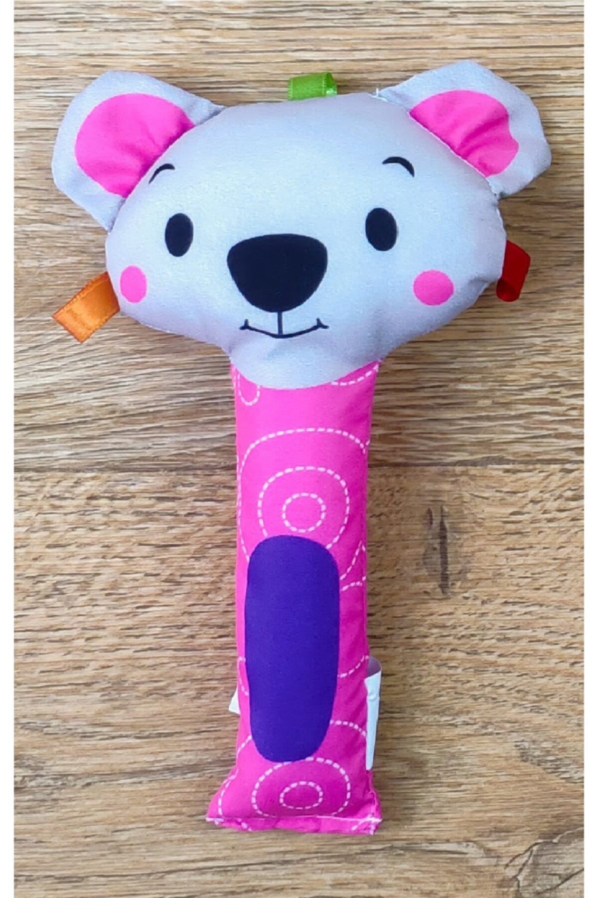 Asa Bebek Çocuk Bebek Pembe Koala Figürlü Kumaş Çıngırak Bebek Oyuncağı-20 Cm