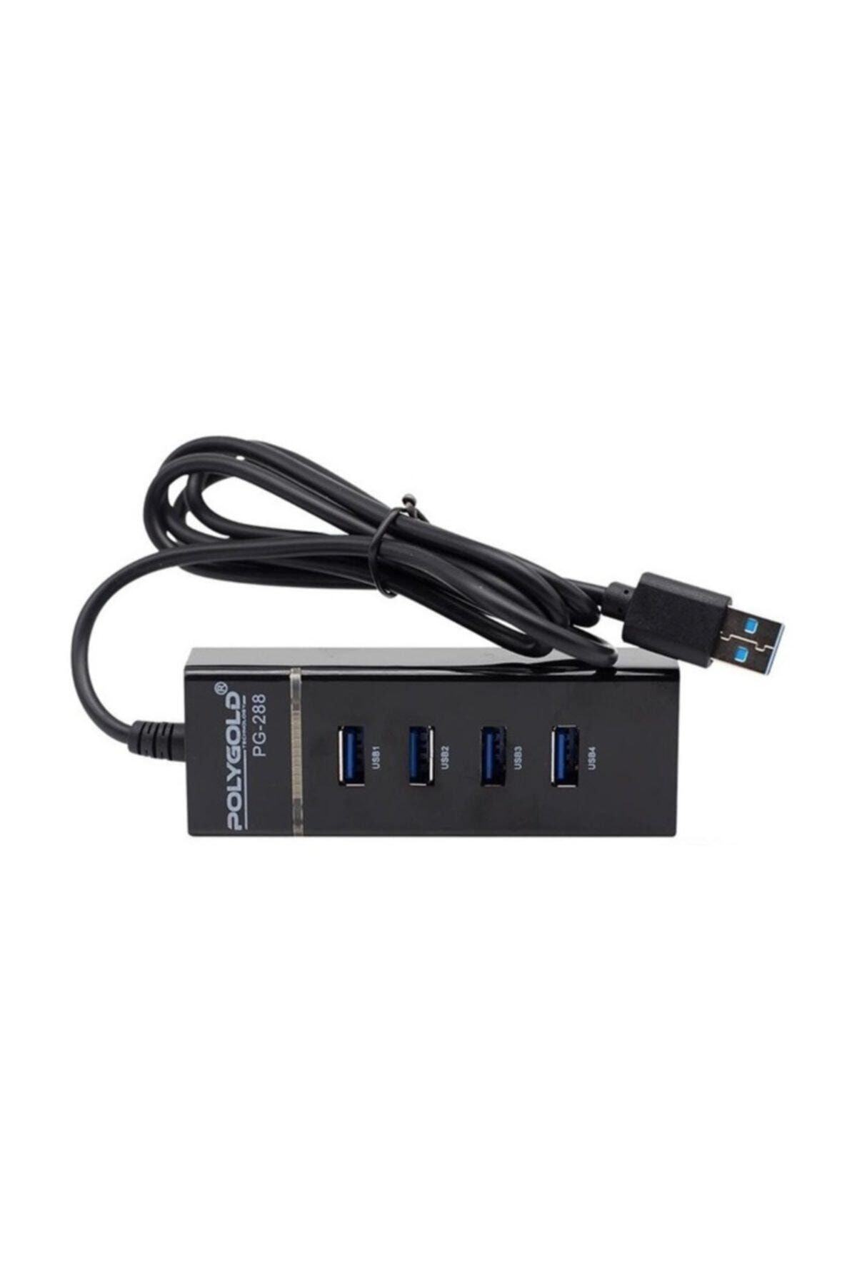 POLYGOLD Usb 3.0 Çoklayıcı 4 Port 1.2 Metre Kablo 2 Tb Usb Hub Pg-288 Siyah