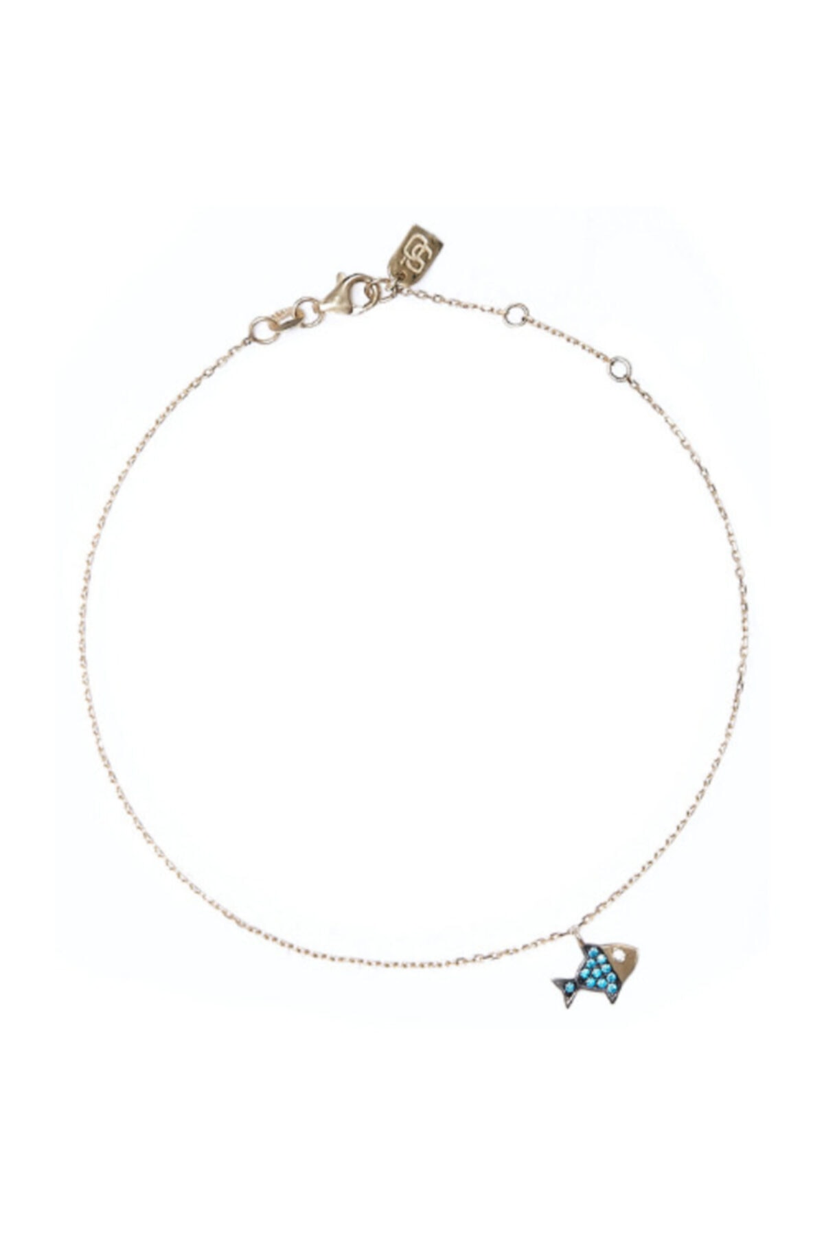 Studio D'oro Mavi Ve Beyaz Pırlantalı Smyrna 14k Altın Halhal