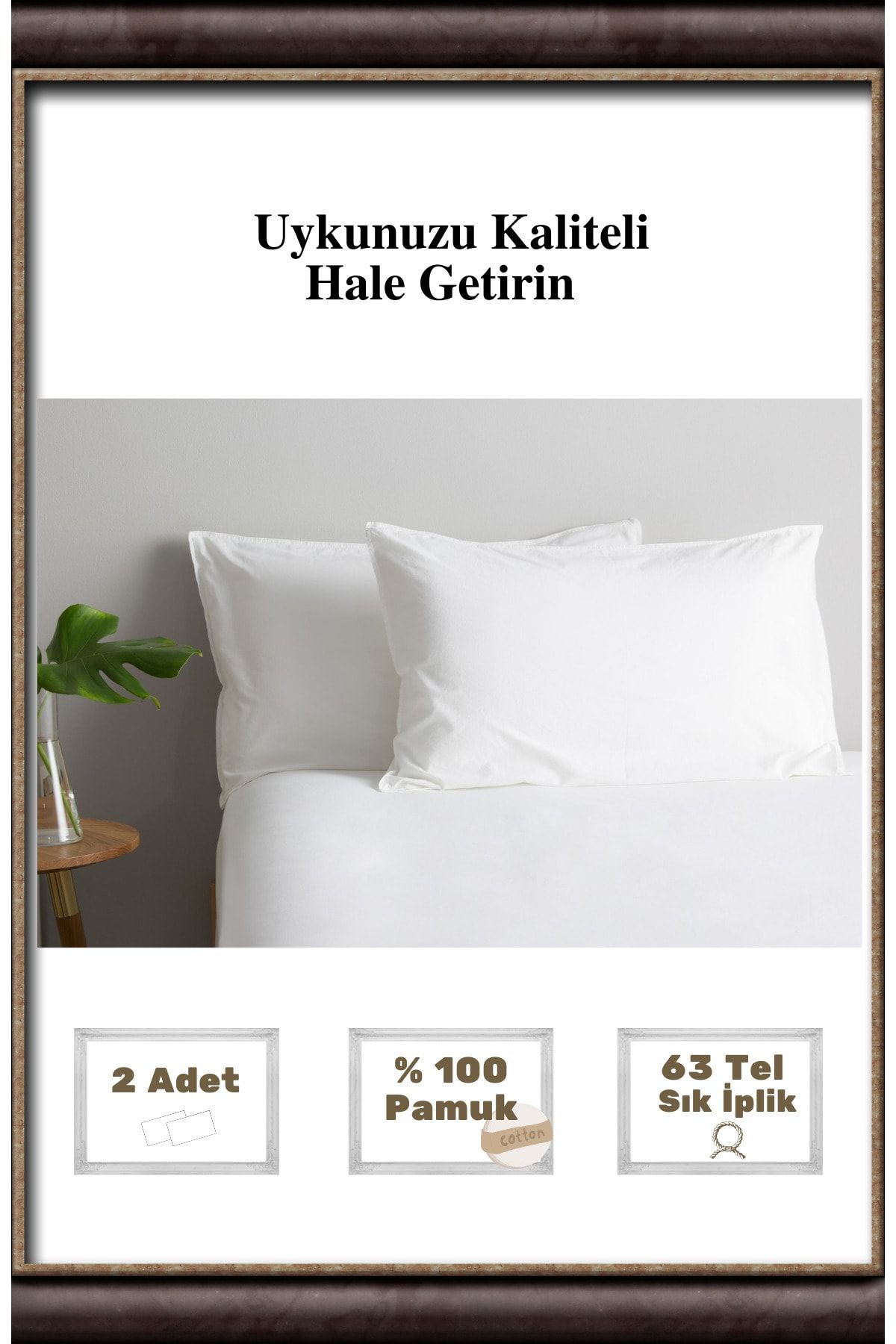 Bebeğin Sepeti 50x70 Cm Yetişkinler Için 2'li Yastık Kılıfı 63 Tel Iplik Düz Pamuklu Akfil-poplin Beyaz %100 Pamuk