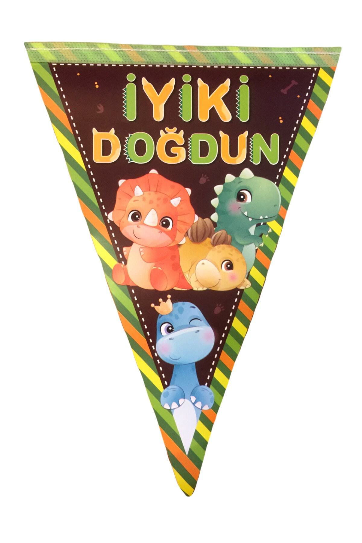 Huzur Party Store Baby Dinozor Temalı Flama 10 Bayrak 200x24 Cm Üçgen Bayrak Dinazor Parti Doğum Günü Karakter Konsept