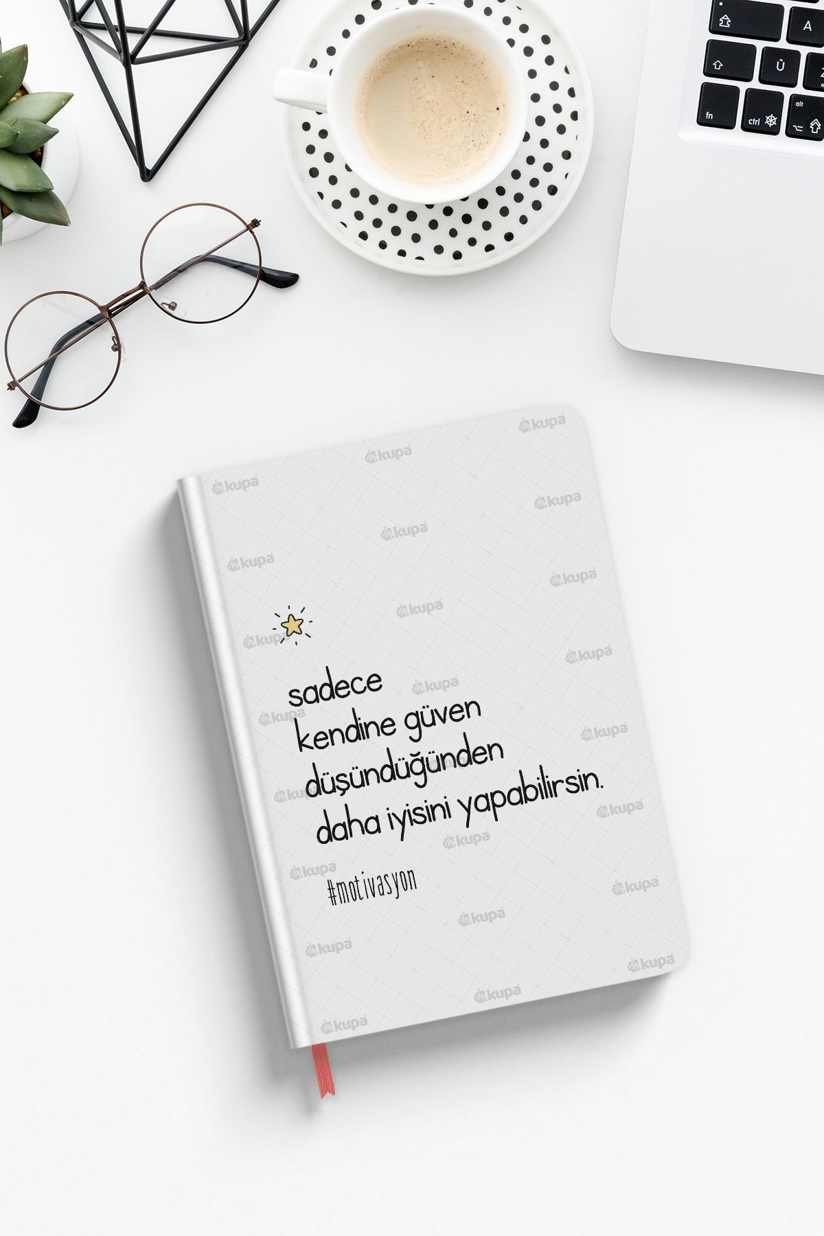 Mykupa Sadece Kendine Güven Motivasyon Baskılı Beyaz Defter Ajanda