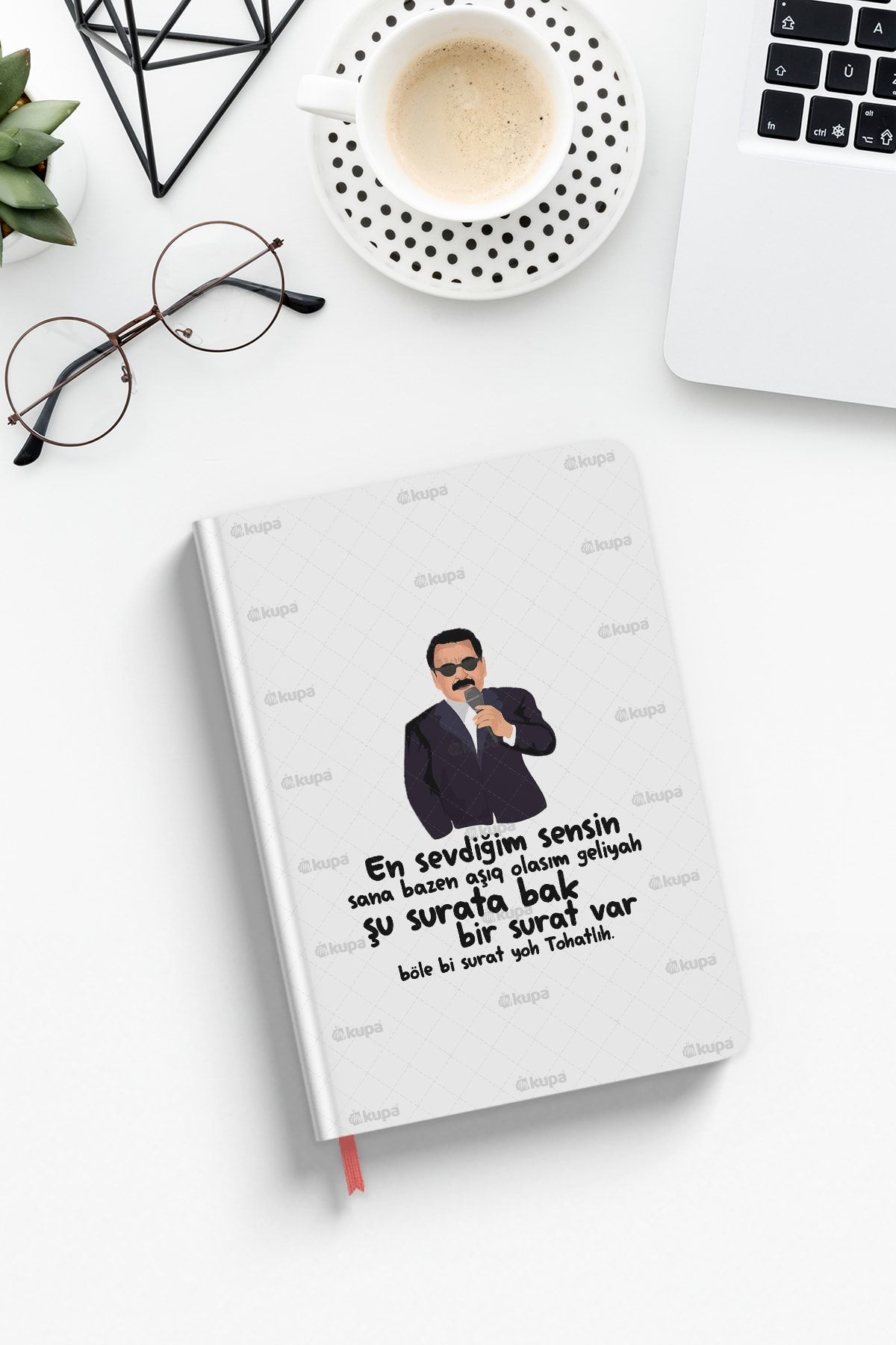 Mykupa En Sevdiğim Sensin Baskılı Beyaz Defter Ajanda
