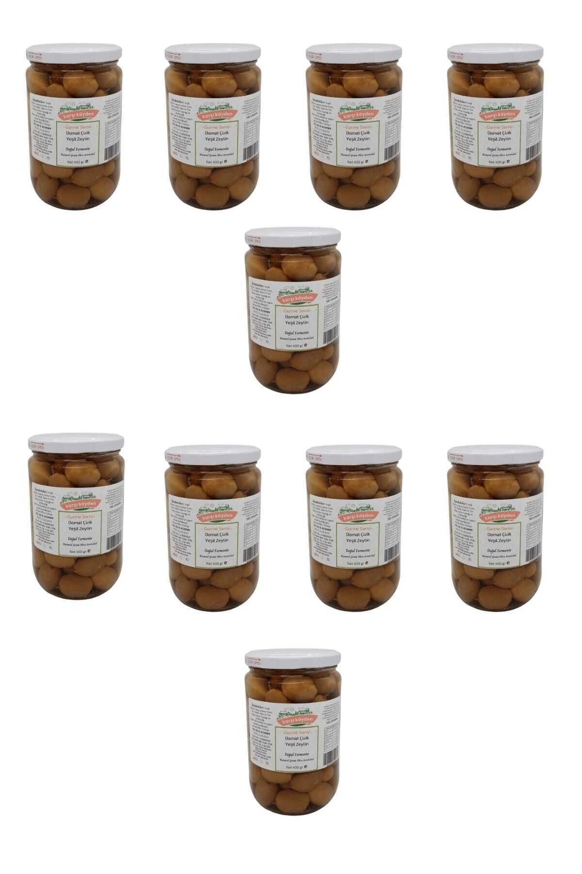 Karşı Köyden Domat Çizik Yeşil Zeytin - 400gr X 10 Adet