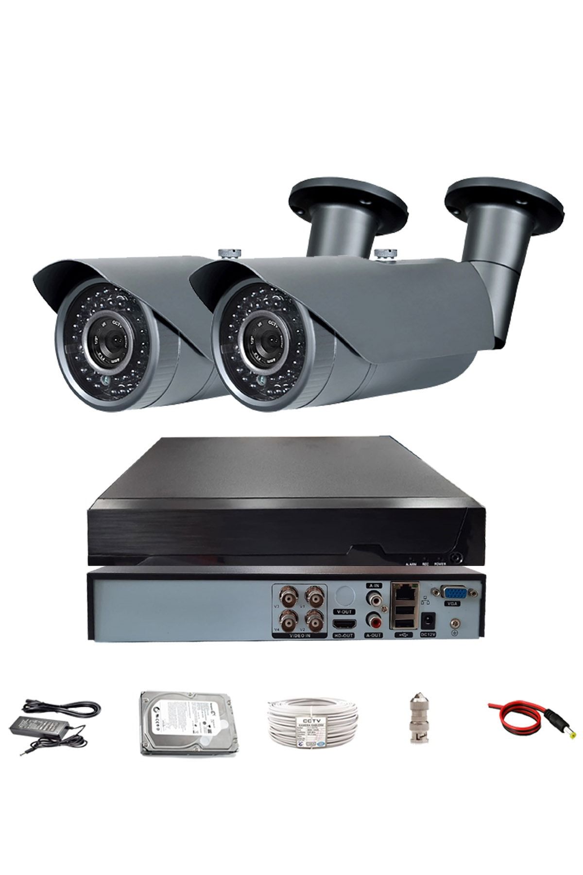 qromax Pro 2042 2 Li 5 Megapiksel Sony Lens 1080p Aptina Sensör Güvenlik Kamerası Seti