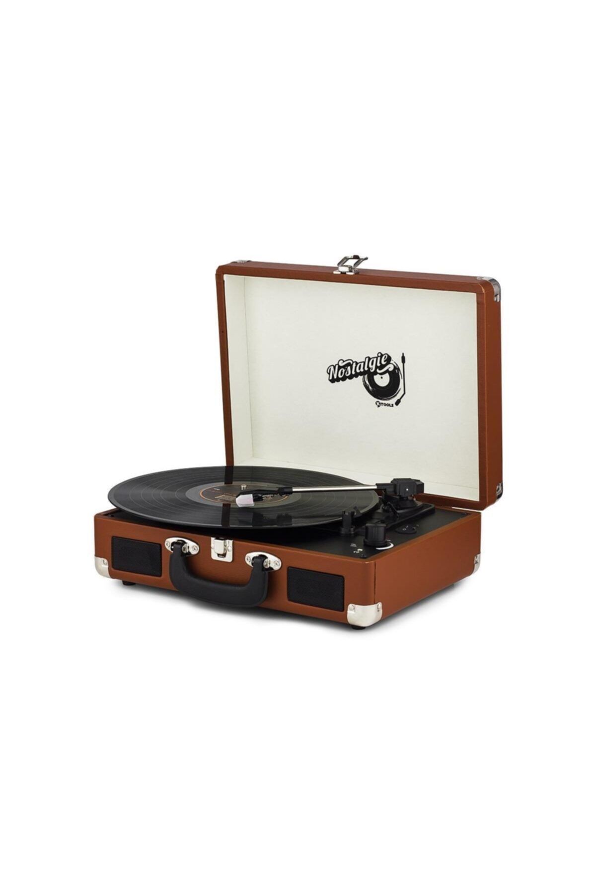 35likplakevi Ktools Long Play Nostalgıa K344 Kahverengi Bluetoothlu Çanta Pıkap 33,45,78 Devir