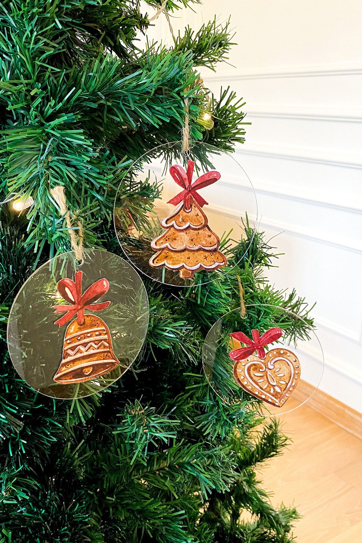 Gift and Story 3'lü Takım Gingerbread Pleksi Yılbaşı Ağaç Süsü Seti