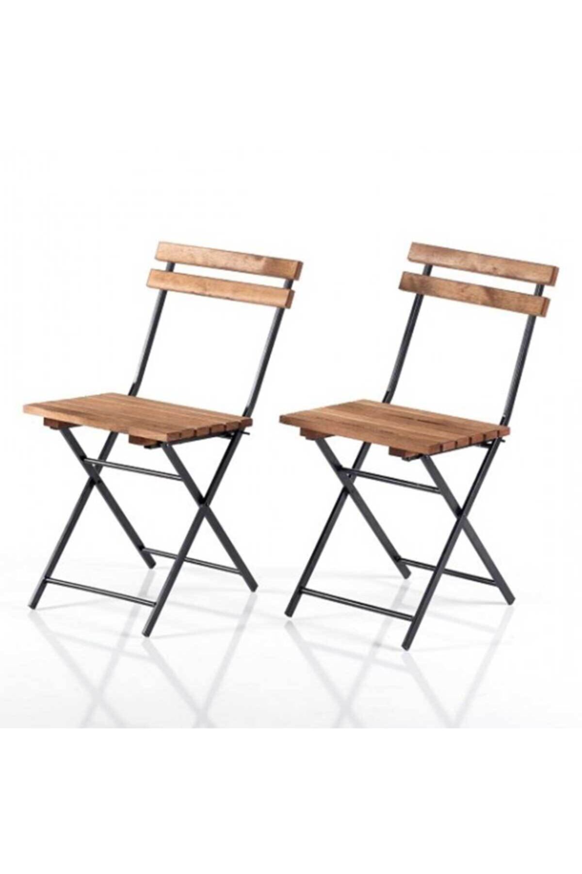 Leva House Katlanır Balkon Bahçe Mutfak Ahşap Sandalye 2'li Bistro Set