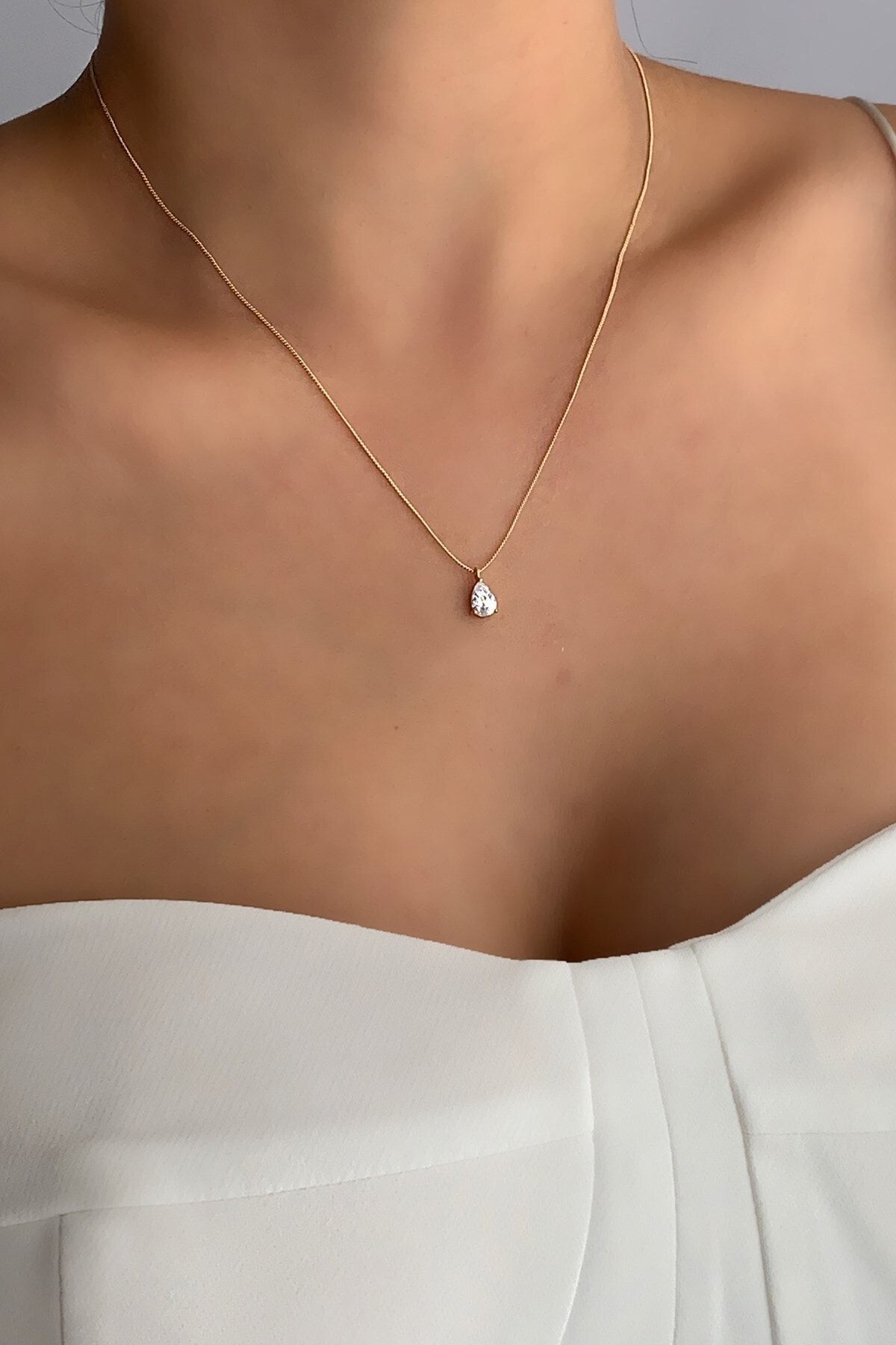 Çlk Accessories Özel Seri Damla Taş Kolye Trkolye5769 B36003