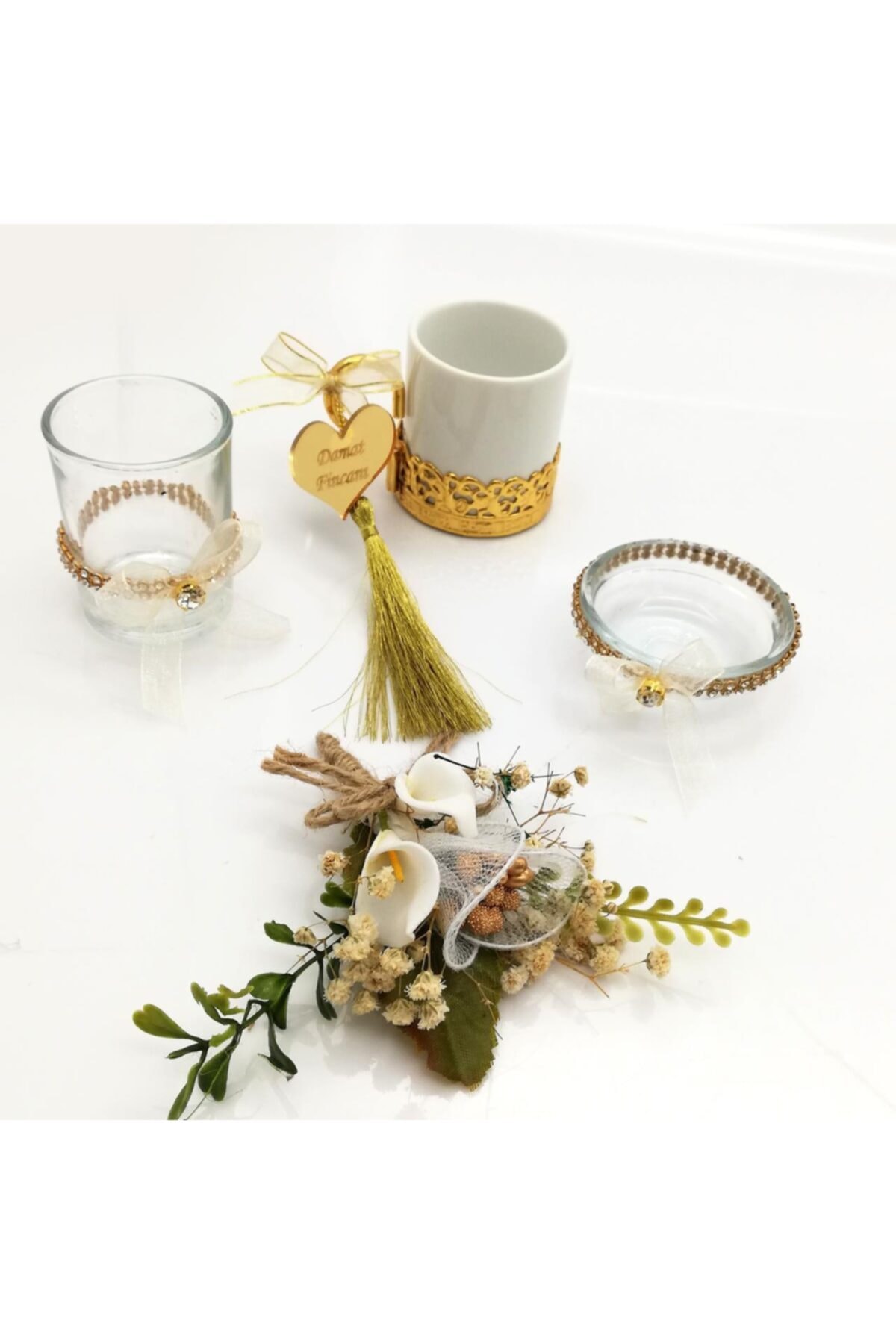 Lora Davet Damat Fincan Tepsi Aksesuarları - Altın 53780