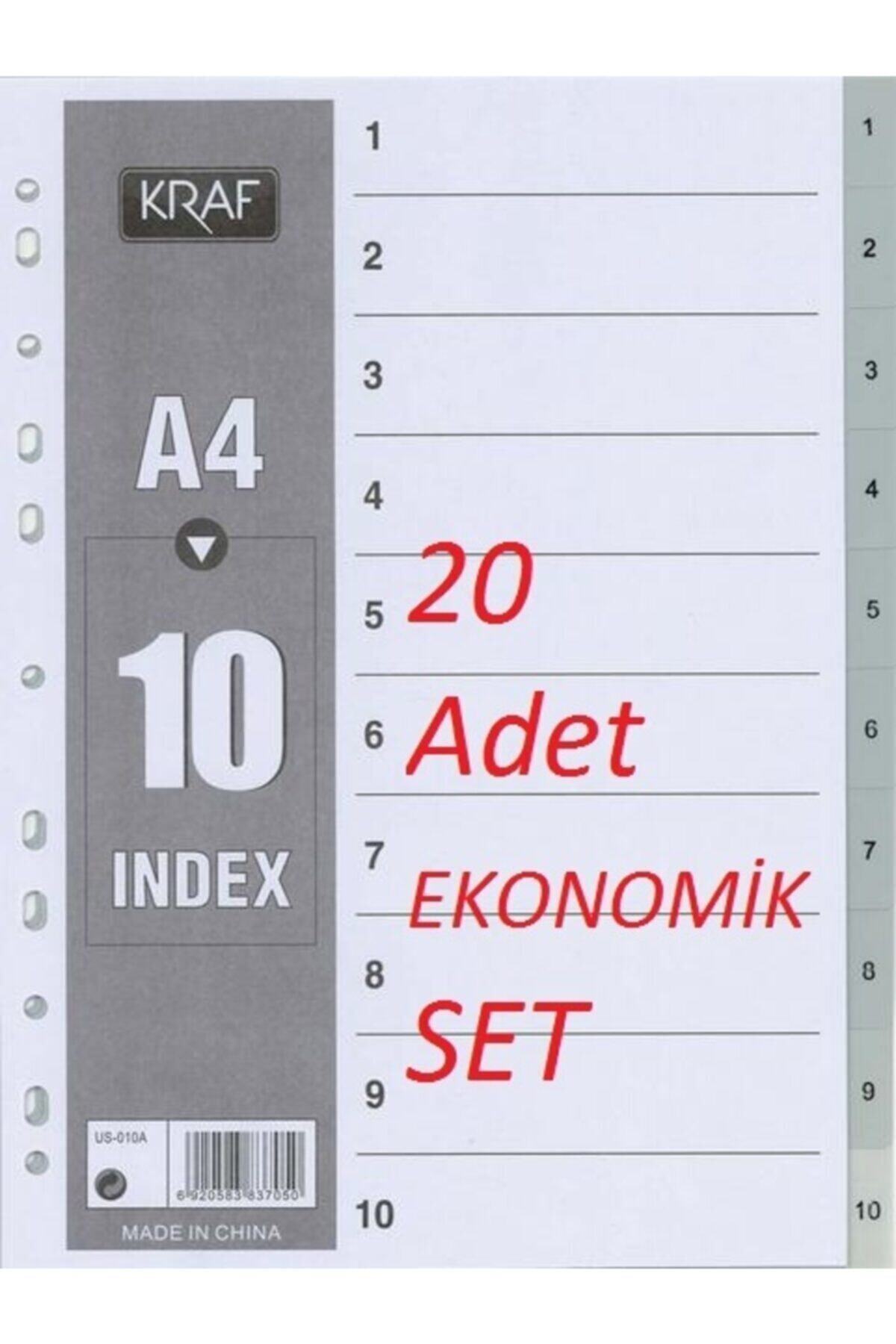 KRAF Seperatör A4 (20'li Ekonomik Paket) 1-10 Rakam 6920583837050 Ayraç
