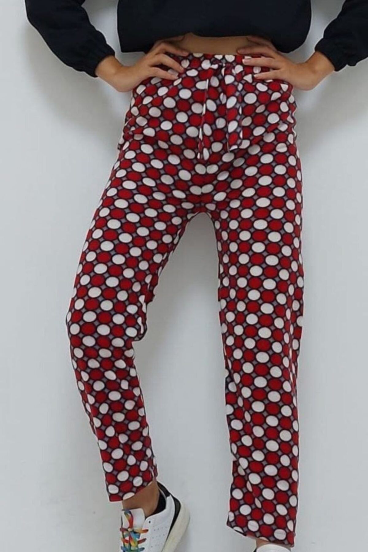 Bkmc Yuvarlak Desenli Pijama Altı Kırmızı