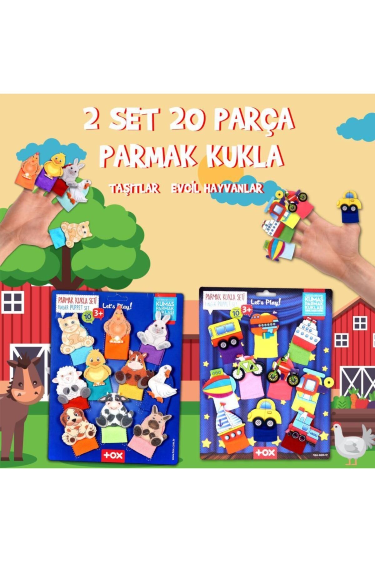 Tox 2 Set - 20 Parça Taşıtlar Ve Evcil Hayvanlar Parmak Kukla T77-2 T181