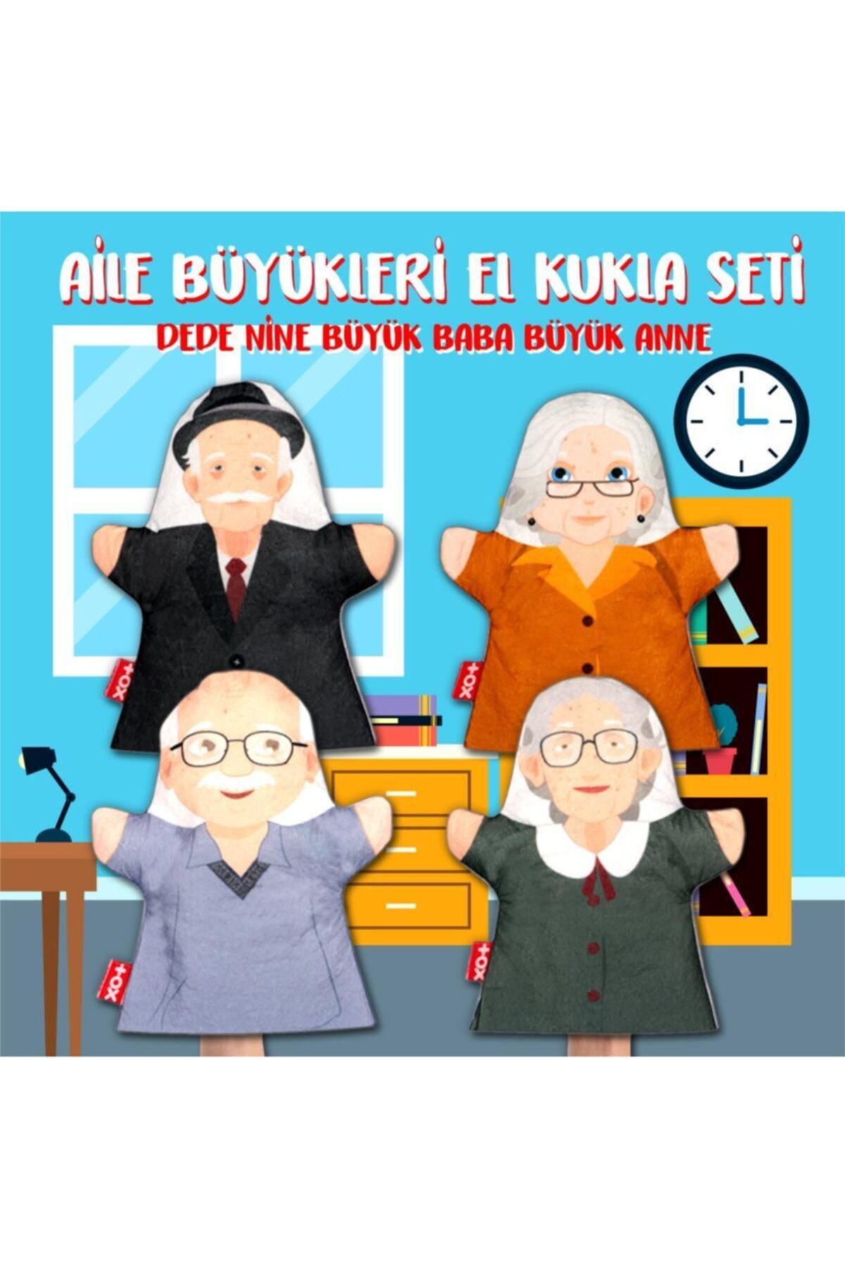 Tox 4 Parça Aile Büyükleri El Kukla Set , Eğitici Oyuncak