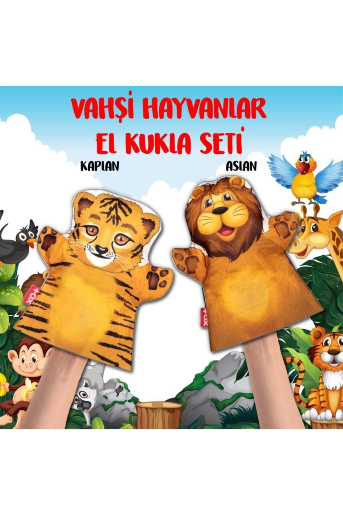 Tox 2 Parça Vahşi Hayvanlar El Kukla Set , Eğitici Oyuncak