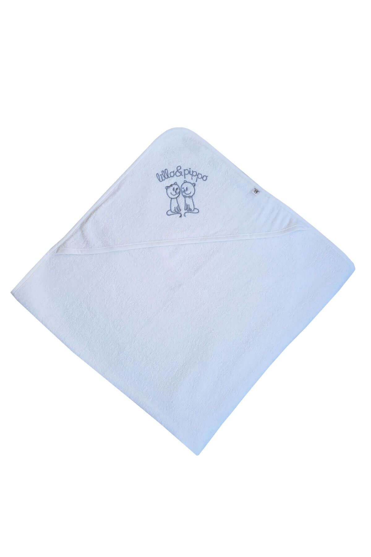 Bkmc Nakışlı Kapşonlu Bebek Kundak Banyo Havlusu 100x100 cm