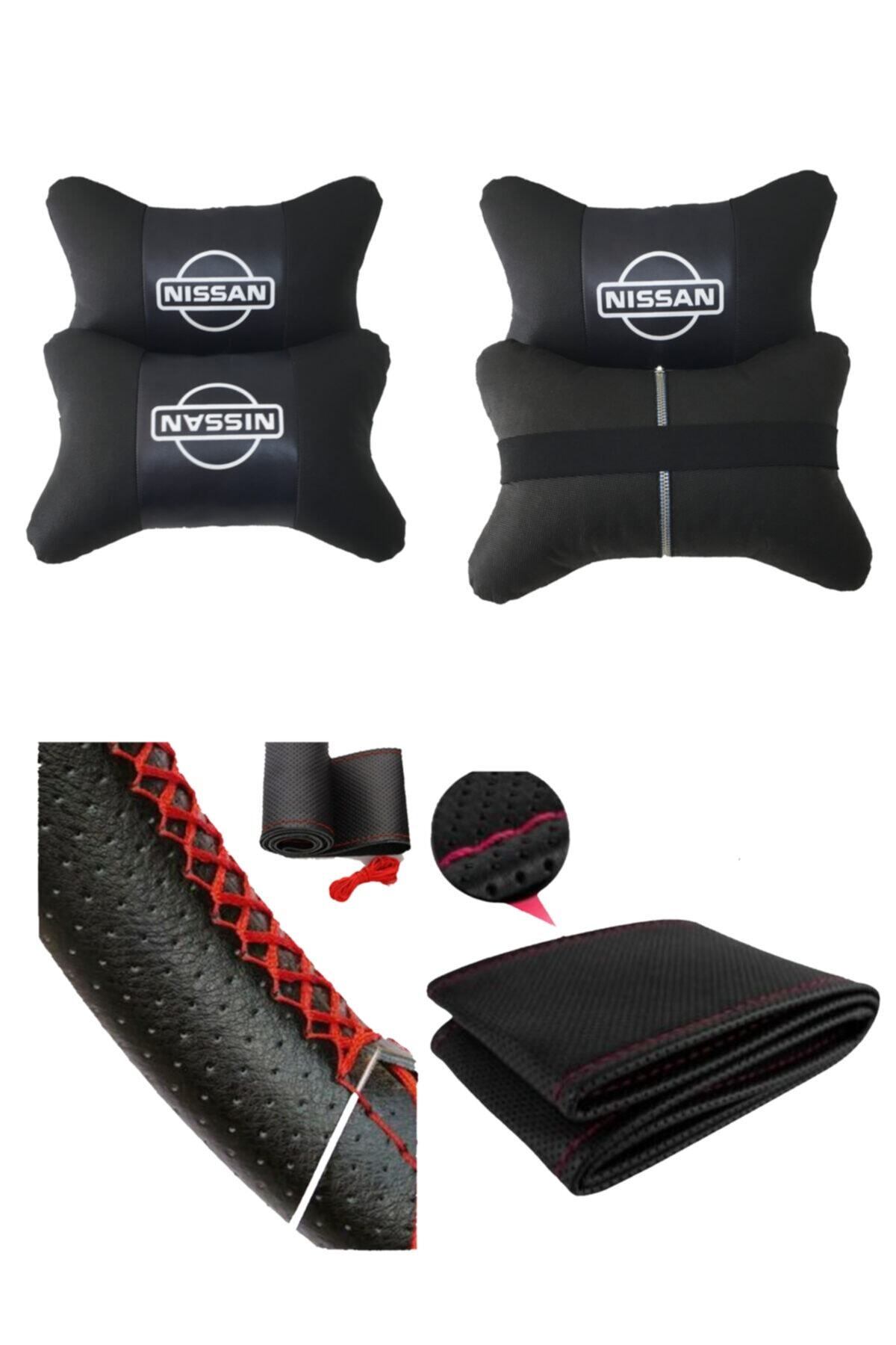 AYAZGURUP Nissan 200 Sx Uyumlu Dikmeli Direksiyon Kılıfı + 5d Ortopedik Boyun Yastığı (2 Li Set)